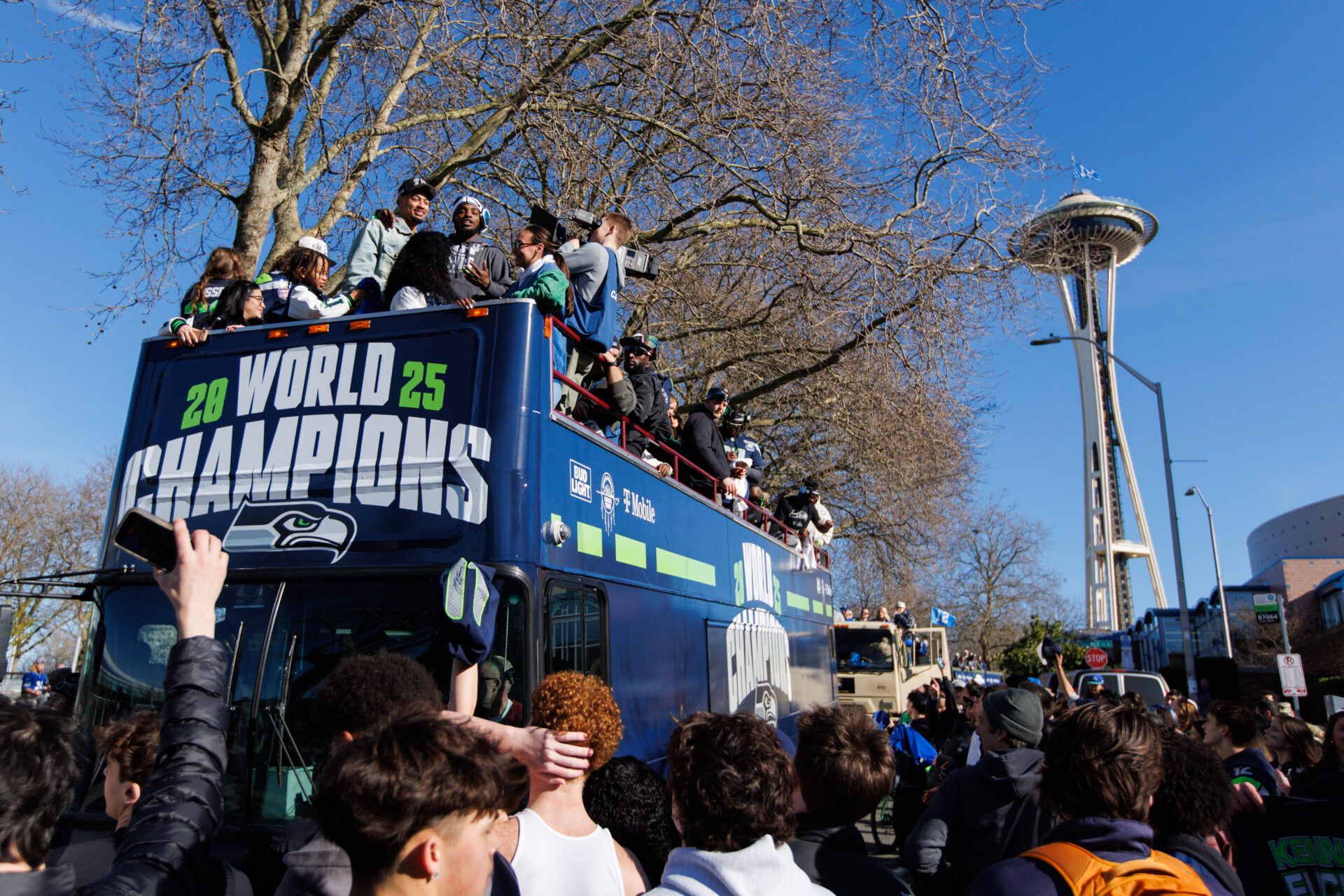 Seattle Seahawks wide receiver Jaxon Smith-Njigba (11) during the Super Bowl LX parade.