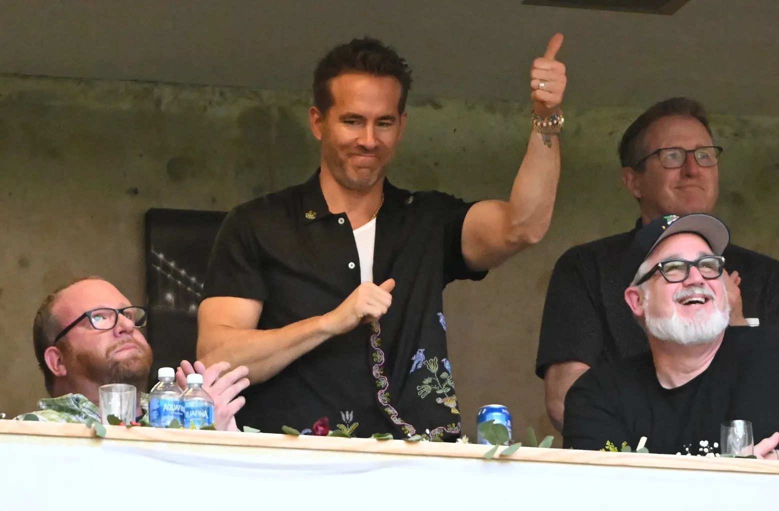 Wrexham FC owner Ryan Reynolds during the first half of the match against Vancouver Whitecaps FC at BC Place.