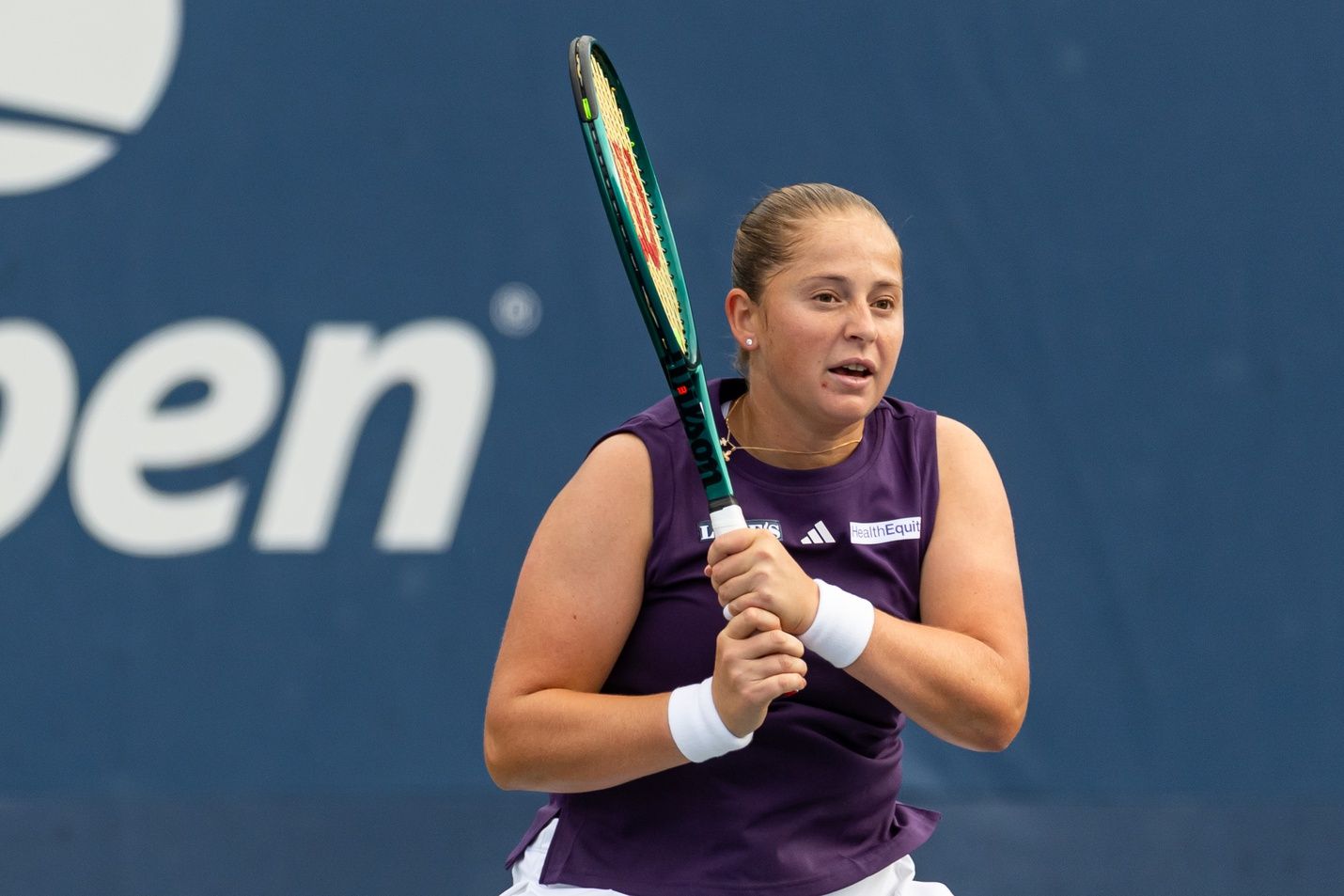 Jelena Ostapenko of Latvia in action against Taylor Townsend of the United States in the second round of the women’s singles at the US Open at Billie Jean King National Tennis Center.