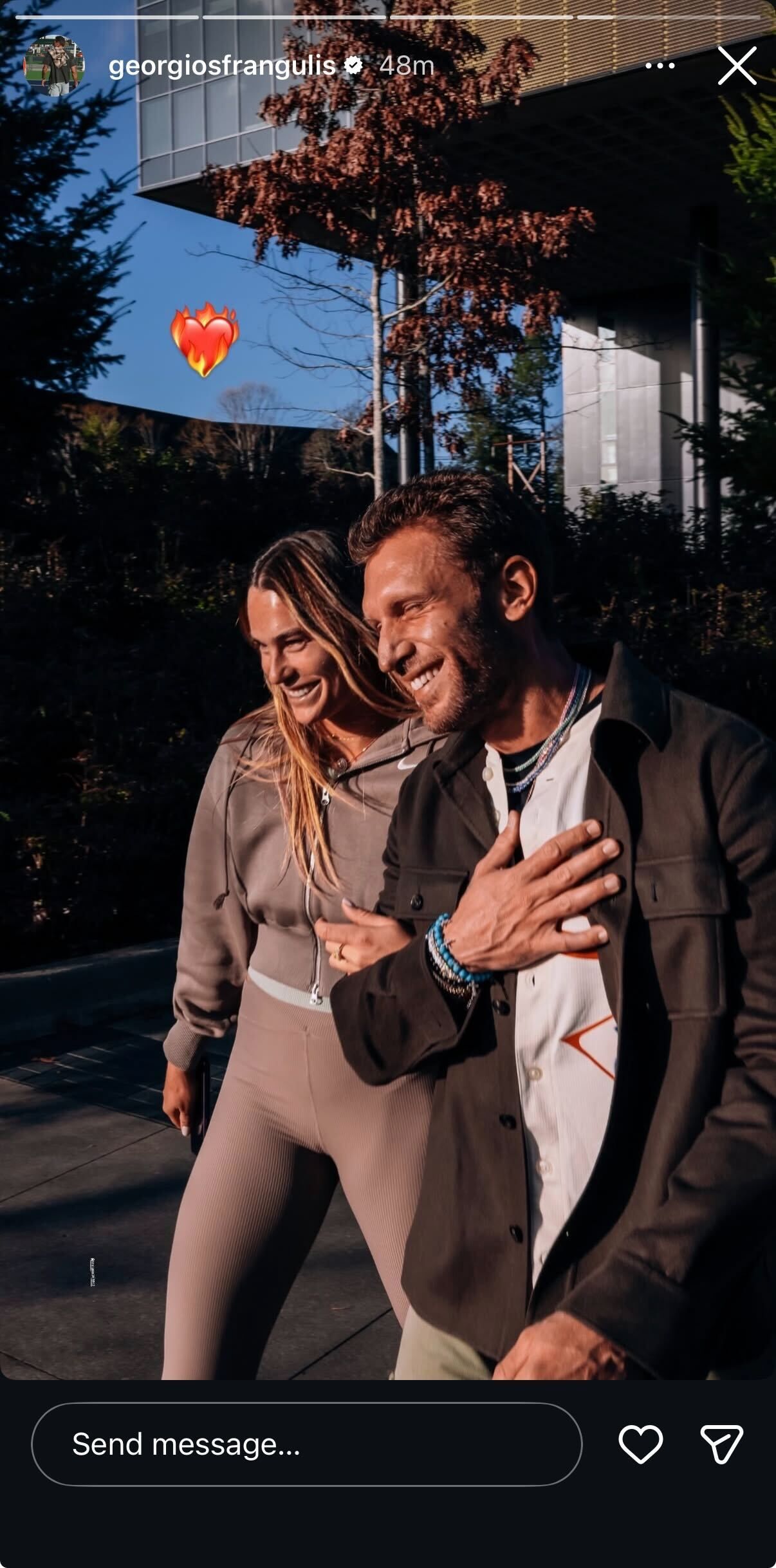 Georgios Frangulis' Instagram story with Aryna Sabalenka