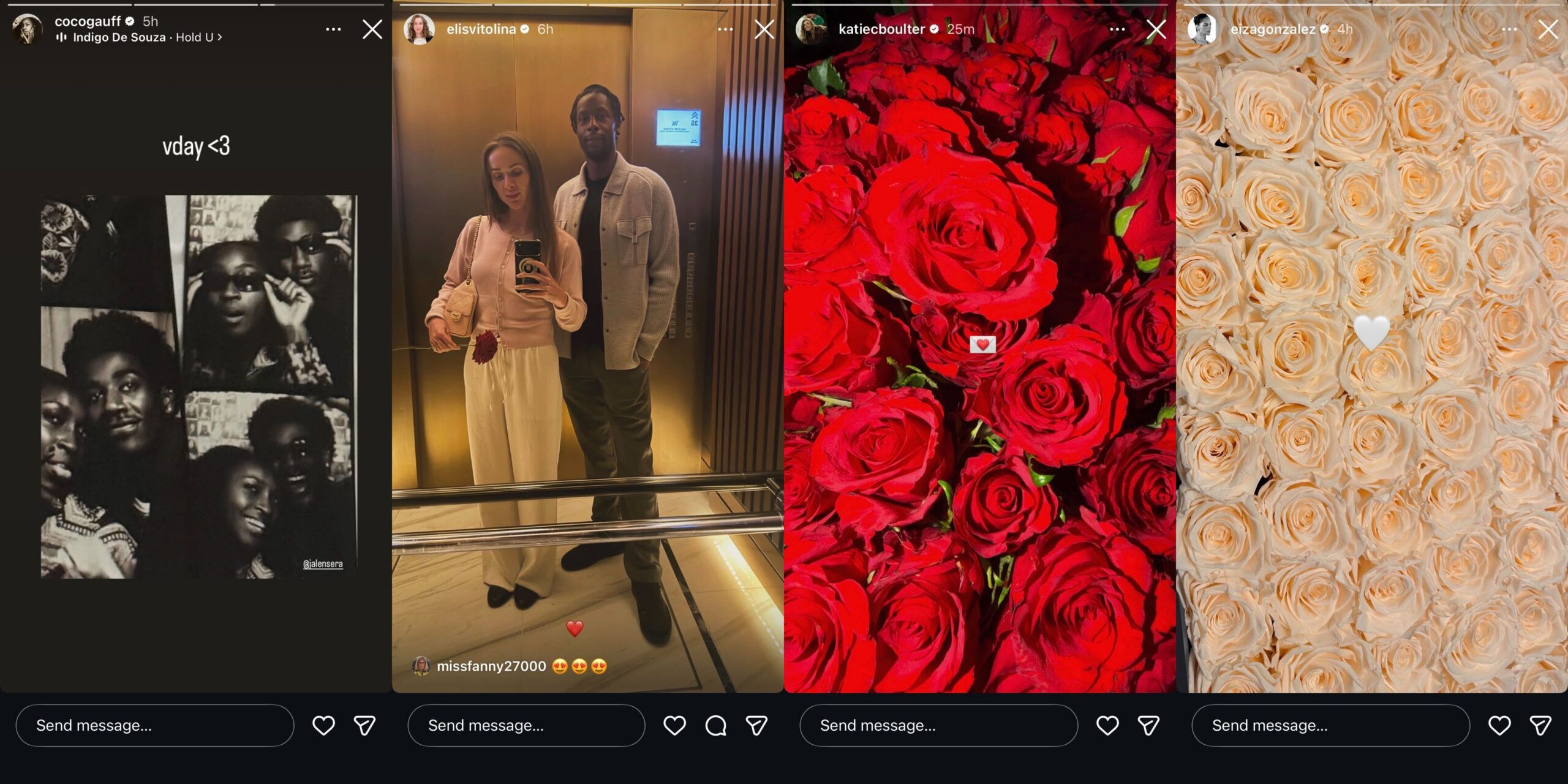 Screen grab of players' Instagram stories