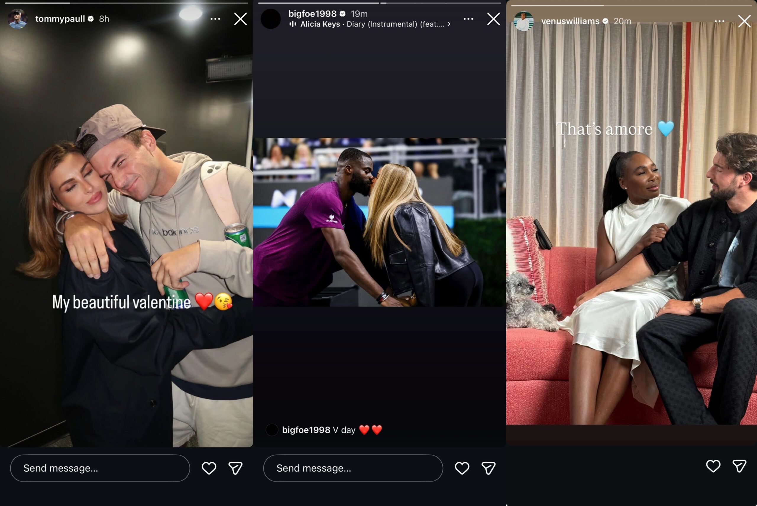 Screen grab of players' Instagram stories