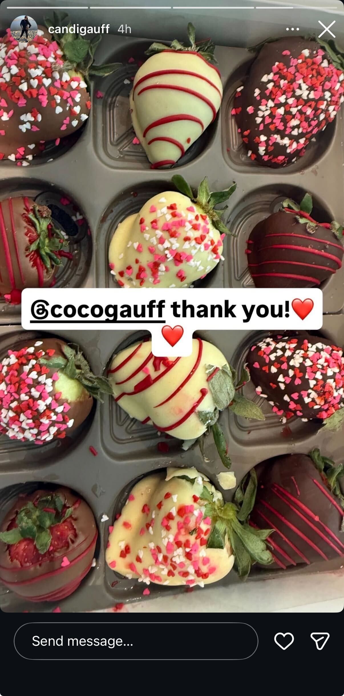 Screen grab of Coco Gauff's mother Candi’s Instagram story