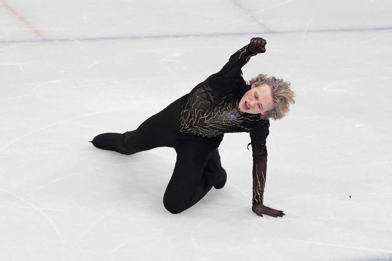 Ilia Malinin of the United States of America competes in the men’s singles free program during the Milano Cortina 2026 Olympic Winter Games at Milano Ice Skating Arena.