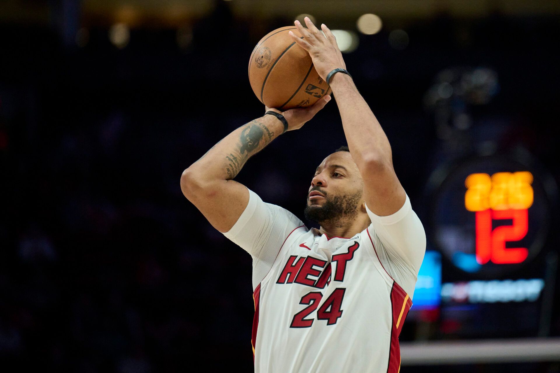 Miami Heat guard Norman Powell (24) shoots a jump shot during the second half against the Portland Trail Blazers at Moda Center.