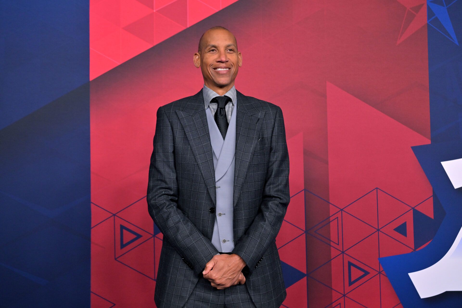 Reggie Miller on the red carpet before the 75th NBA All Star Game at Intuit Dome.