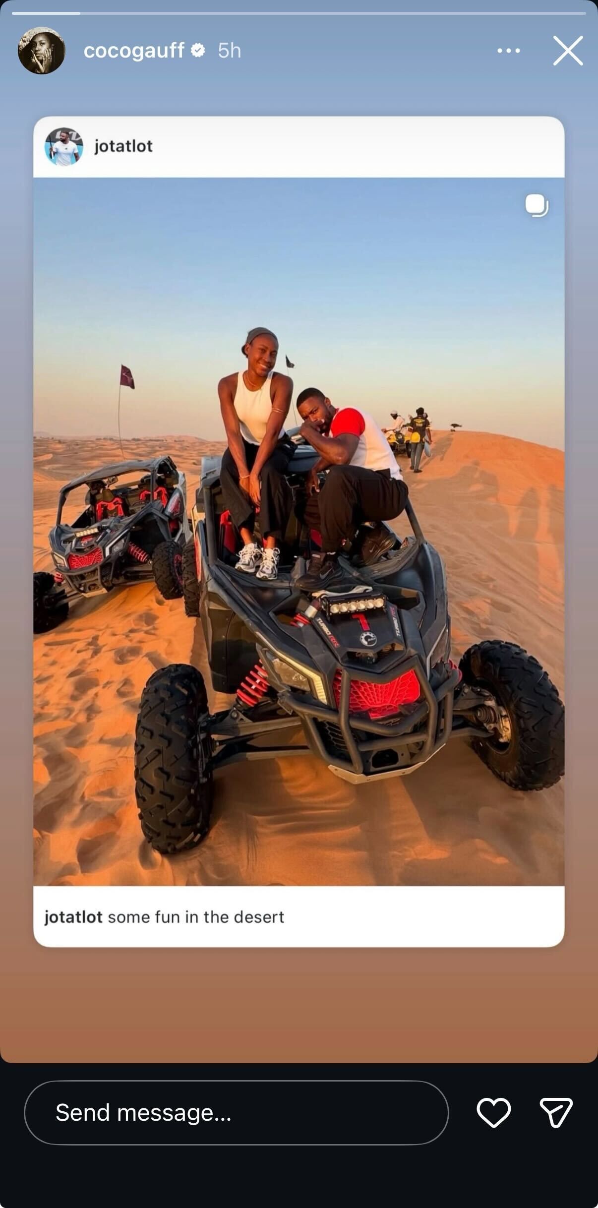 Screen grab of Coco Gauff's Instagram story