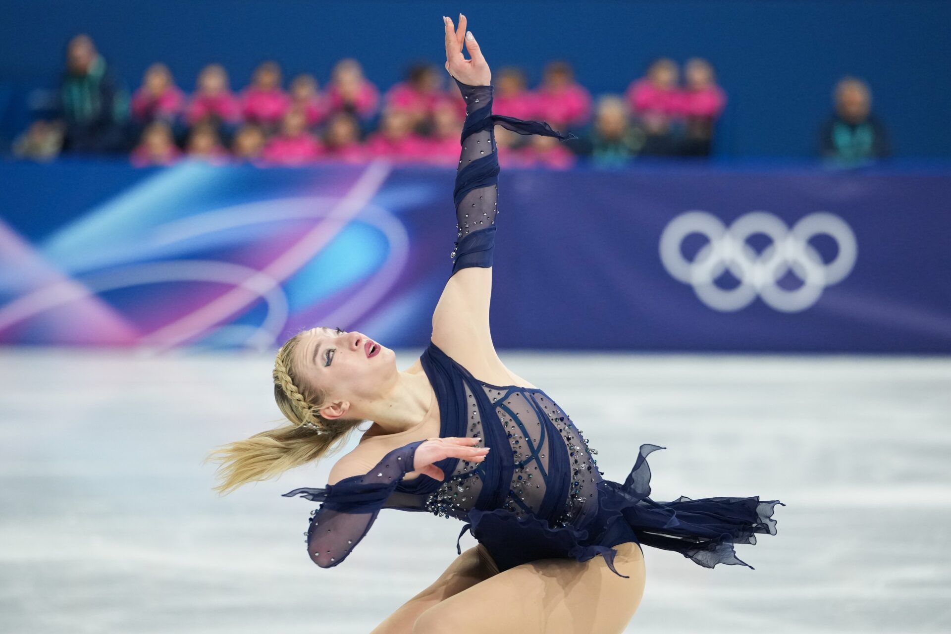 Amber Glenn of the United States of America performs in the women’s free skate during the Milano Cortina 2026 Olympic Winter Games at Milano Ice Skating Arena.