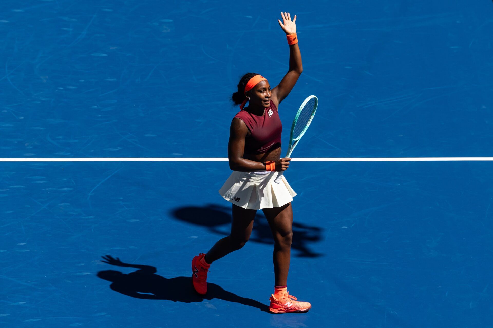 Coco Gauff (USA) celebrates her victory over Magdalena Frech (POL) in the third round of the women’s singles at the US Open at Arthur Ashe Stadium in Billie Jean King National Tennis Center.