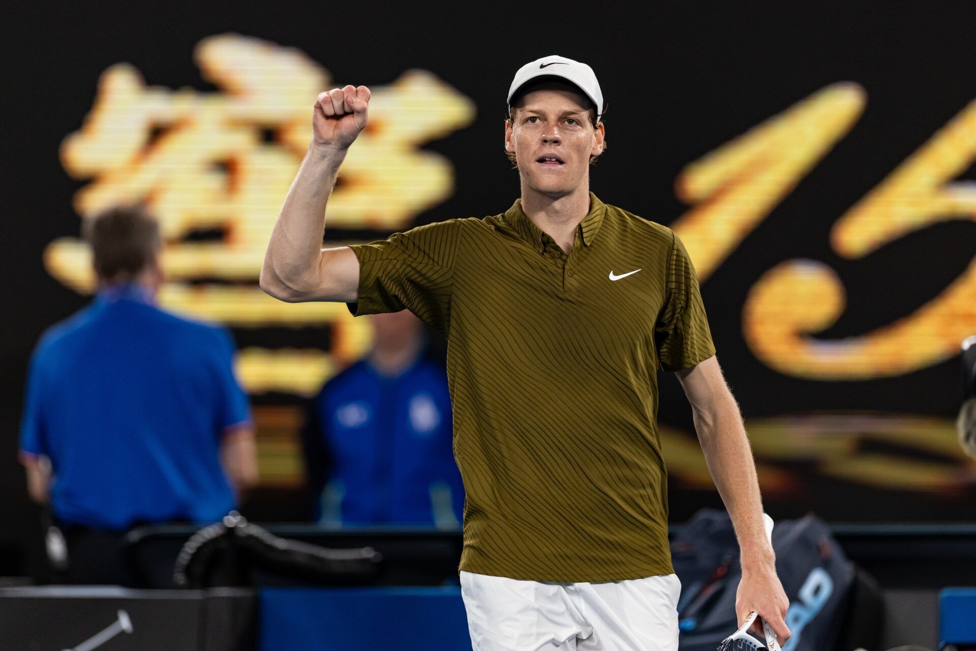 Jannik Sinner of Italy after his match against Ben Shelton of United States in the quarterfinals of the mens singles at the Australian Open at Rod Laver Arena in Melbourne Park.