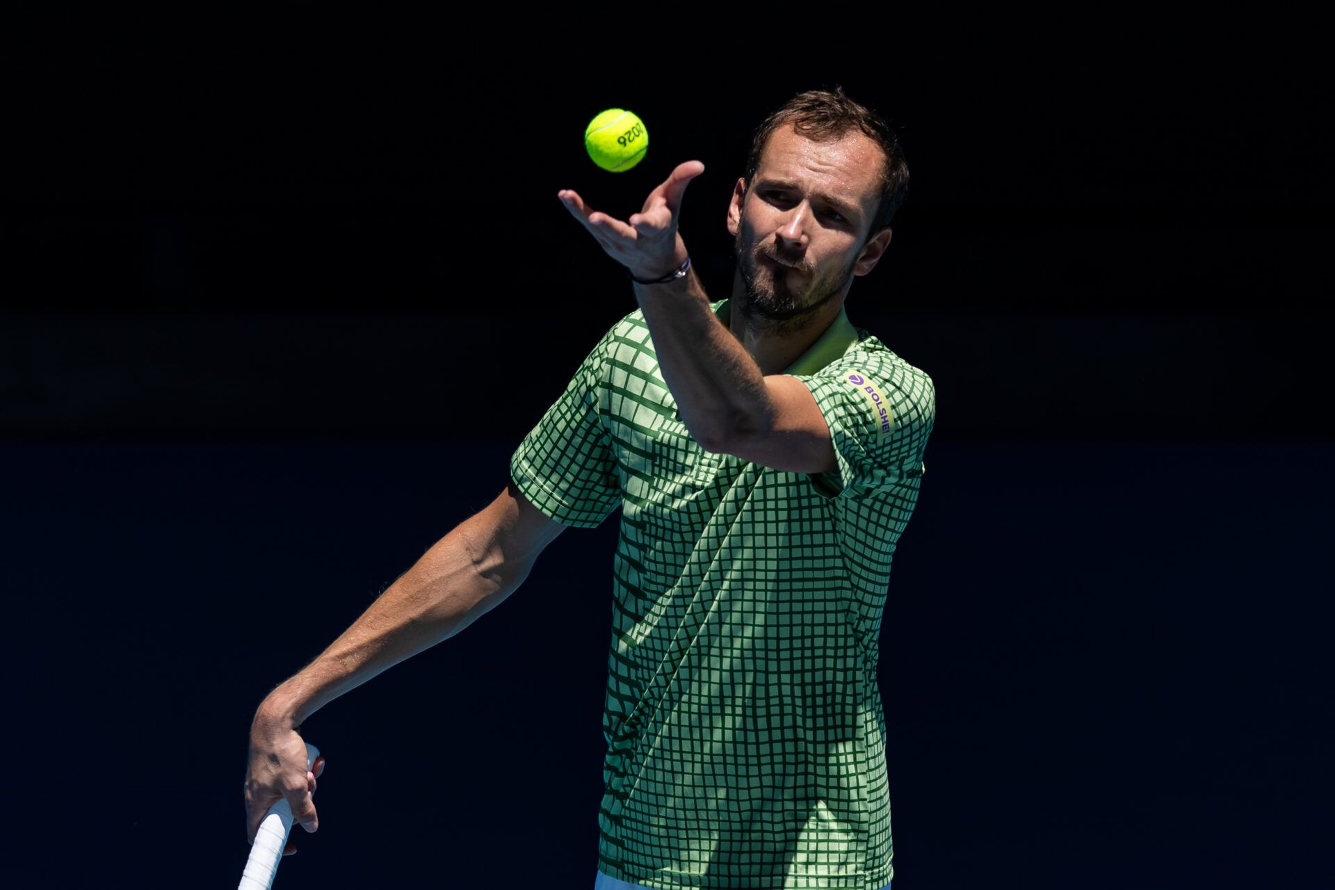 Daniil Medvedev in action against Fabian Marozsan of Hungary in the third round of the men’s singles at the Australian Open at Margaret Court Arena in Melbourne Park.