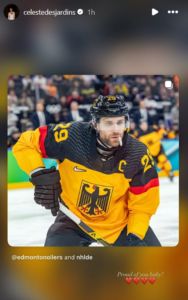 Leon Draisaitl's wife Celeste Desjardins' Instagram story
