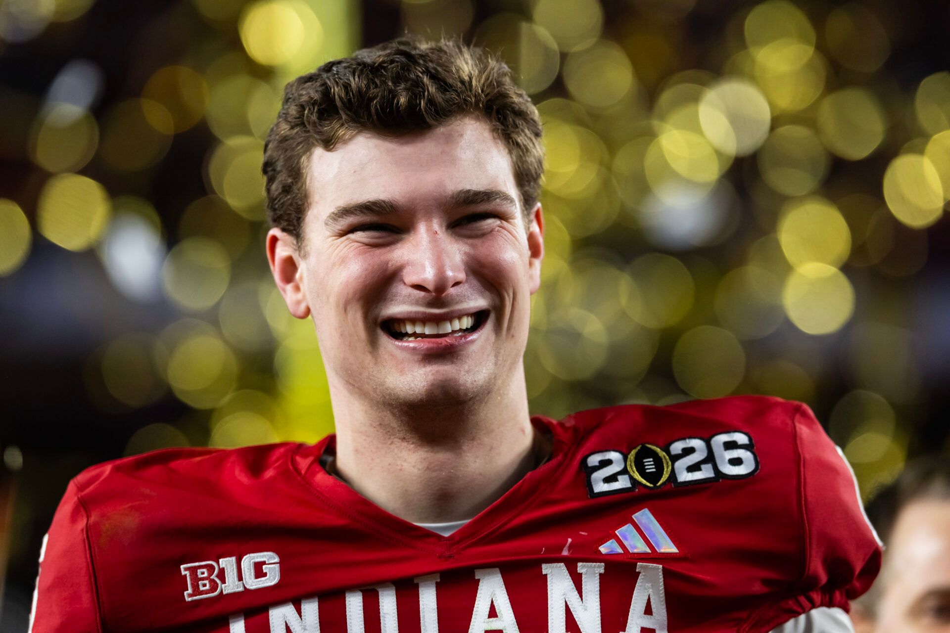 Indiana Hoosiers quarterback Fernando Mendoza (15) celebrates after defeating the Miami Hurricanes in the College Football Playoff National Championship game at Hard Rock Stadium.