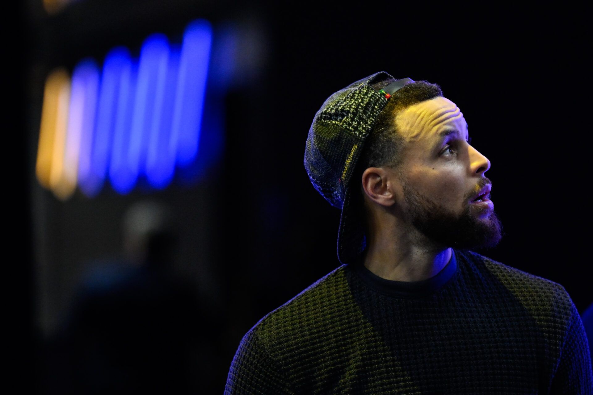 Golden State Warriors guard Stephen Curry (30) takes the court before the game against the San Antonio Spurs at Chase Center.