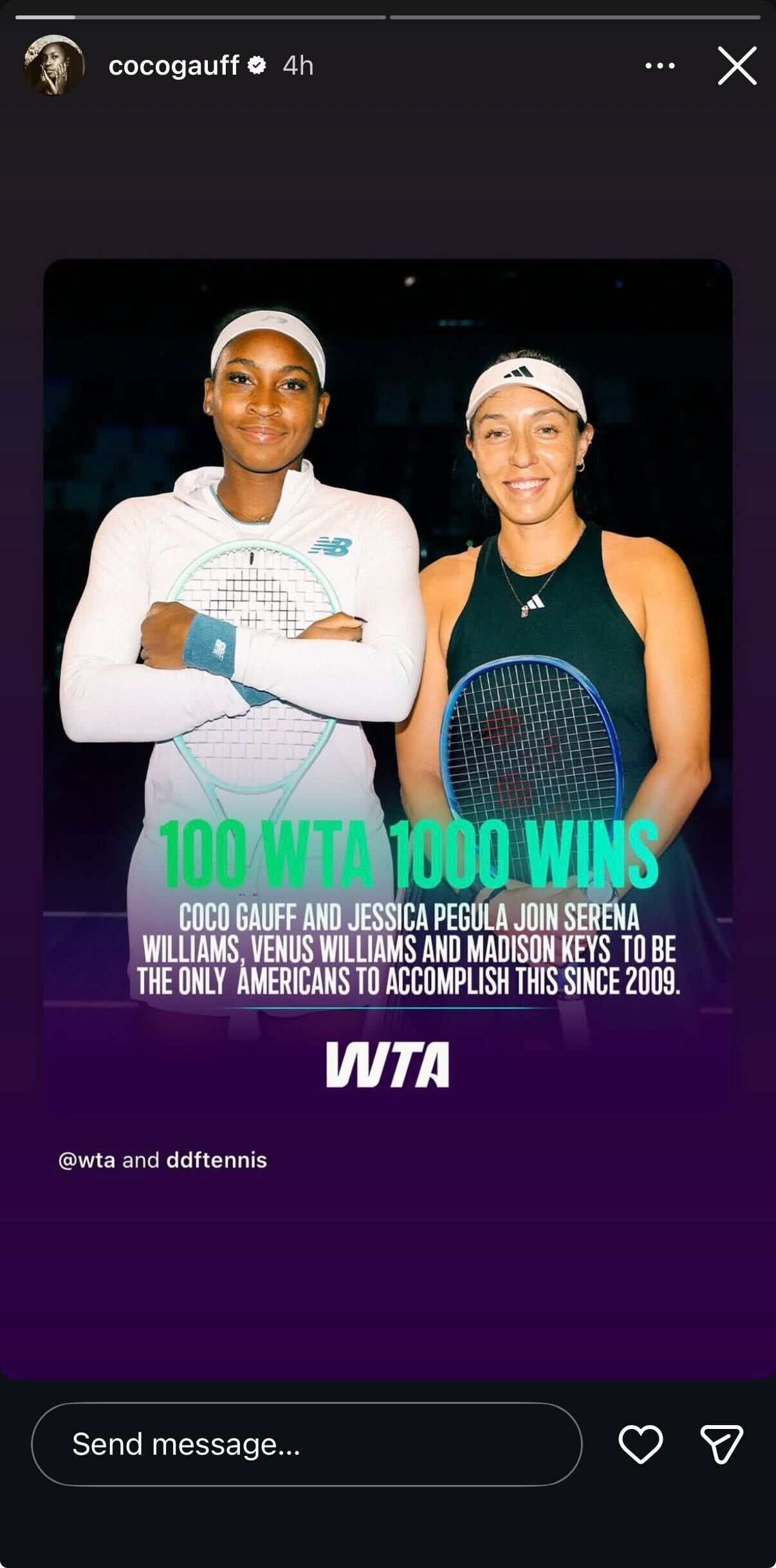 Coco Gauff's Instagram story