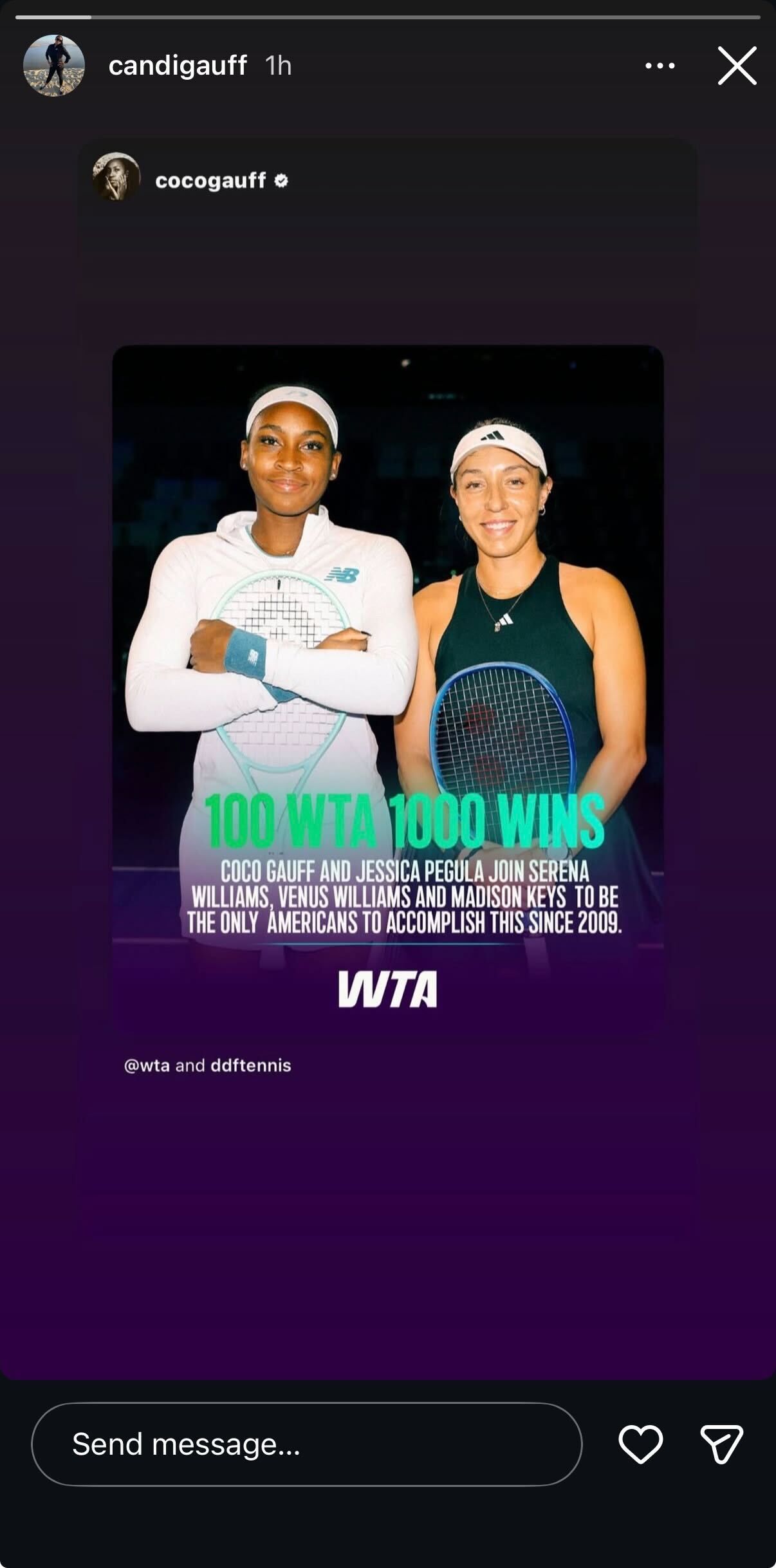 Coco Gauff's mother, Candi Gauff's Instagram story