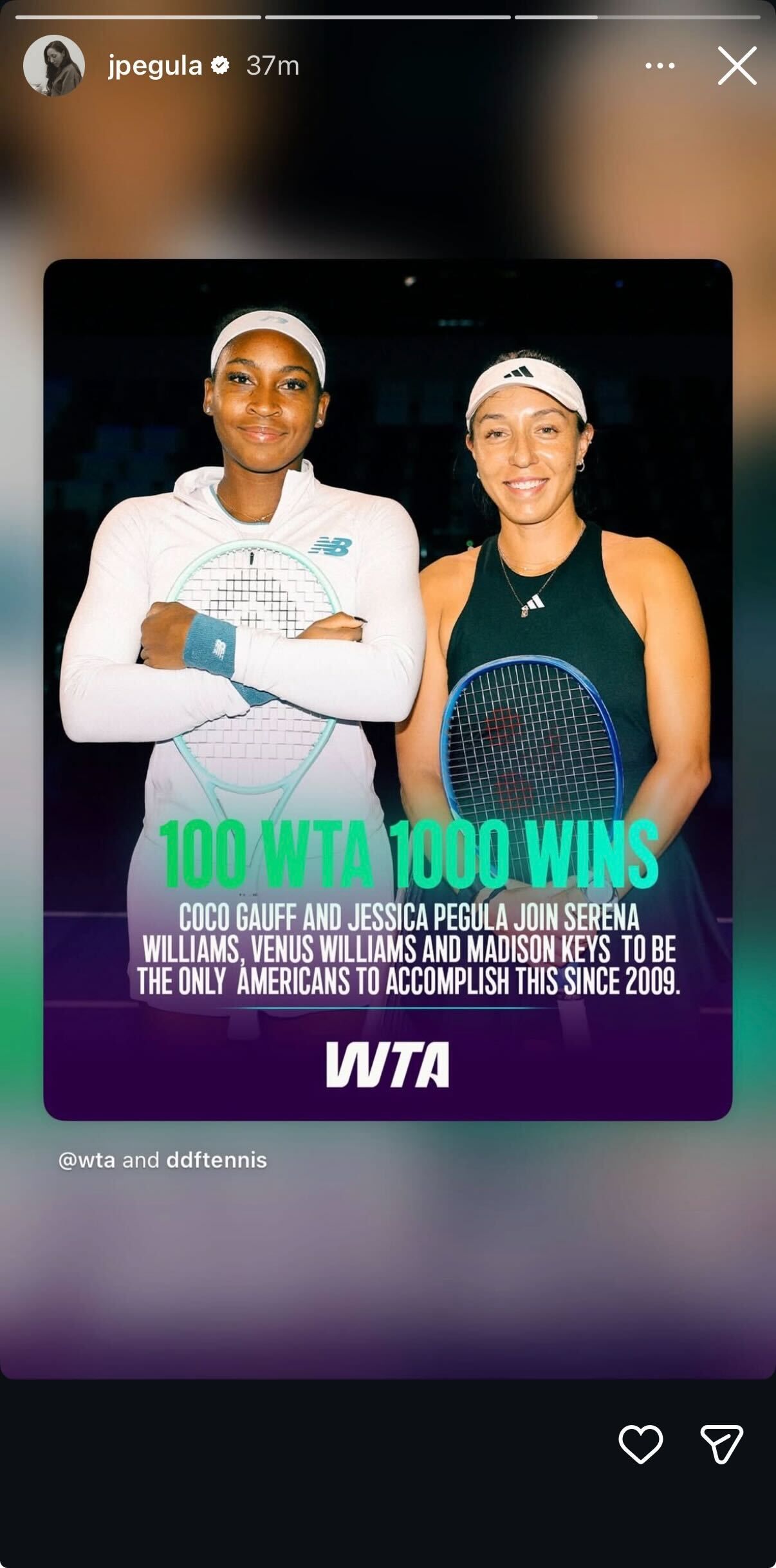Jessica Pegula's Instagram story