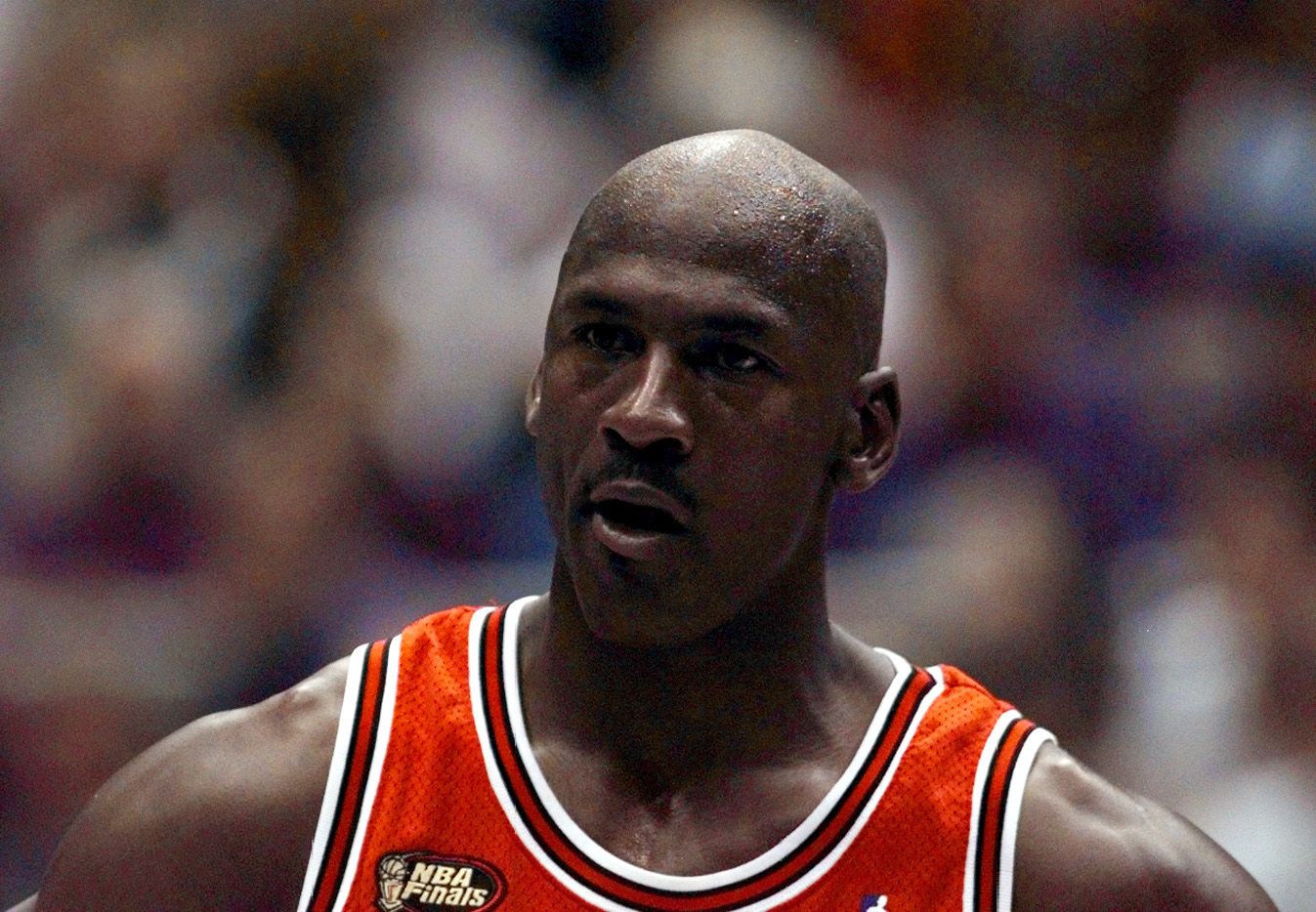 Chicago Bulls guard Michael Jordan in game two of the 1998 NBA Finals against the Utah Jazz at the Delta Center.