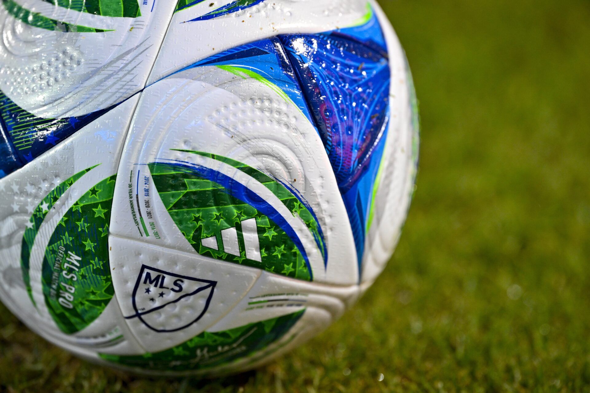 A view of an MLS Adidas game ball and logo during the game between FC Dallas and Chicago Fire at Toyota Stadium.