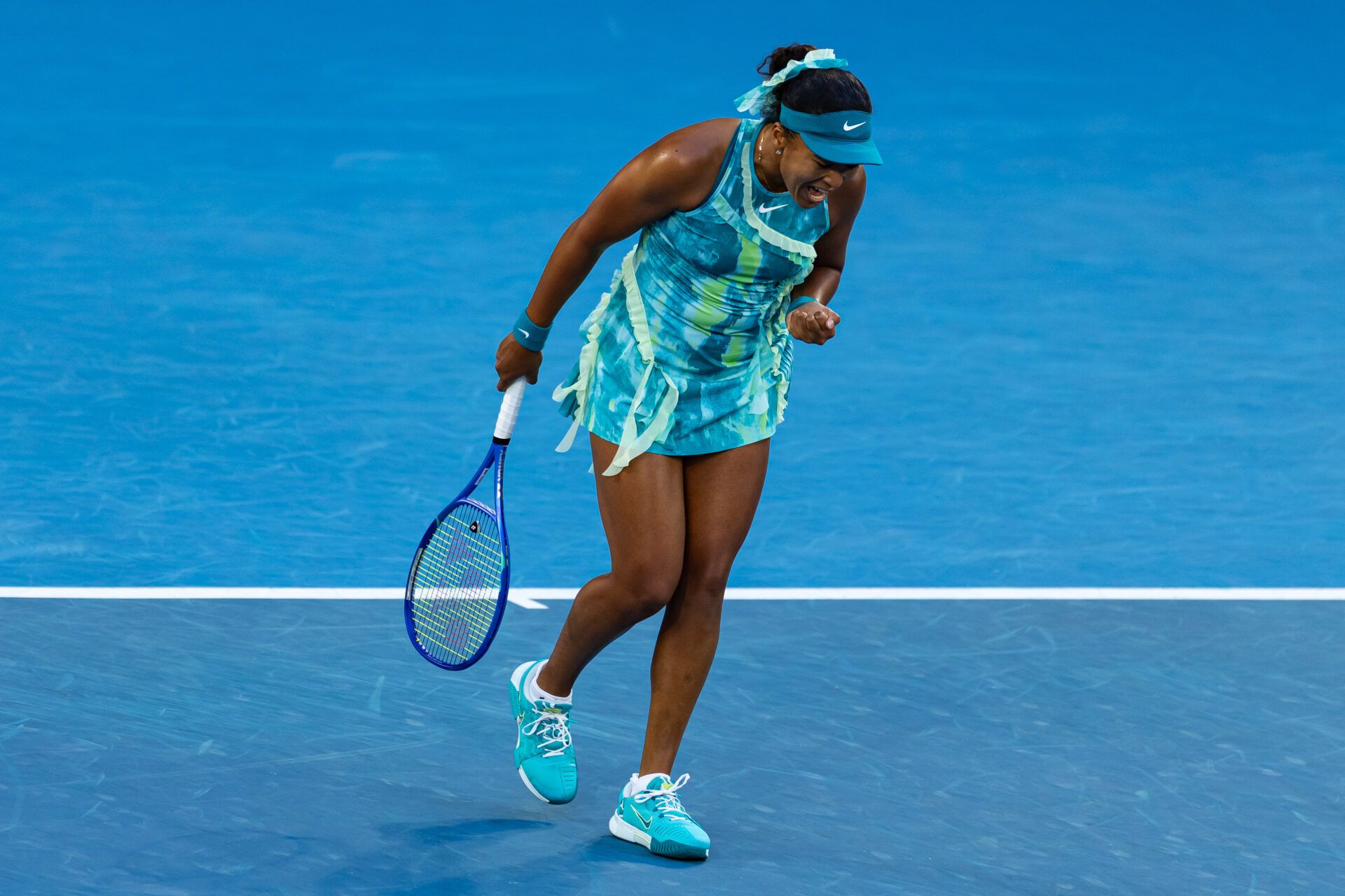 Naomi Osaka of Japan in action against Sorana Cirstea of Romania in the second round of the womens singles at the Australian Open at Margaret Court Arena in Melbourne Park.