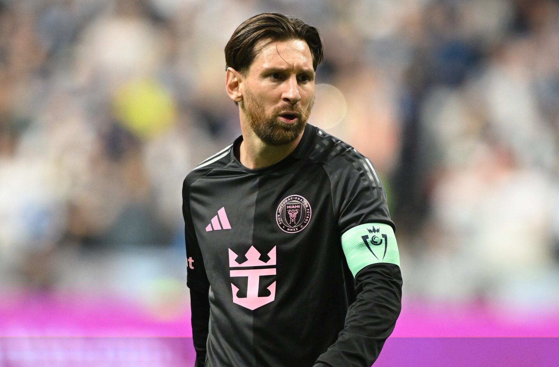 Inter Miami SC forward Lionel Messi (10) looks on during the second half against the Vancouver Whitecaps FC at BC Place.