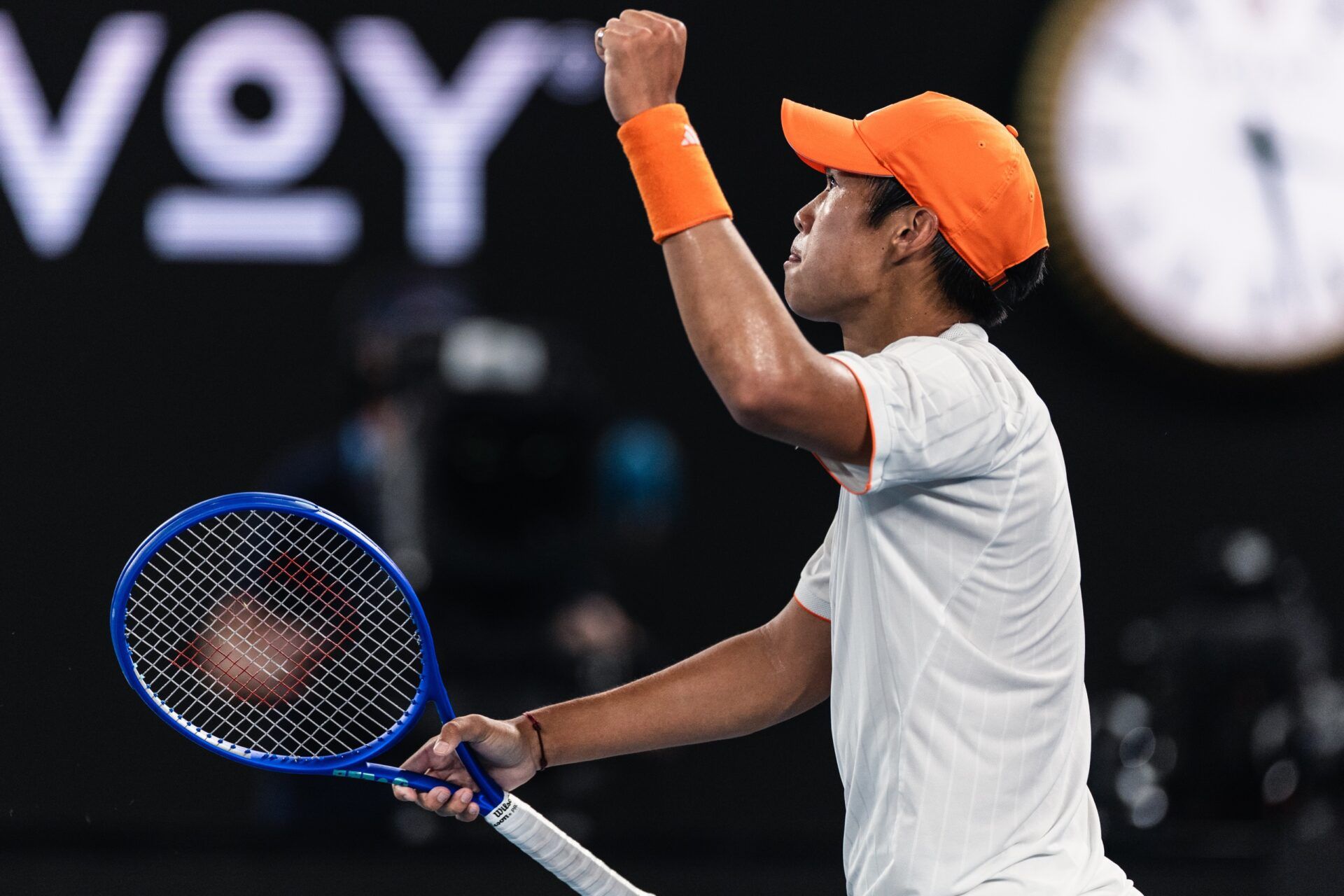 Learner Tien of United States in action against Alexander Zverev of Germany in the quarterfinals of the mens singles at the Australian Open at Rod Laver Arena in Melbourne Park.