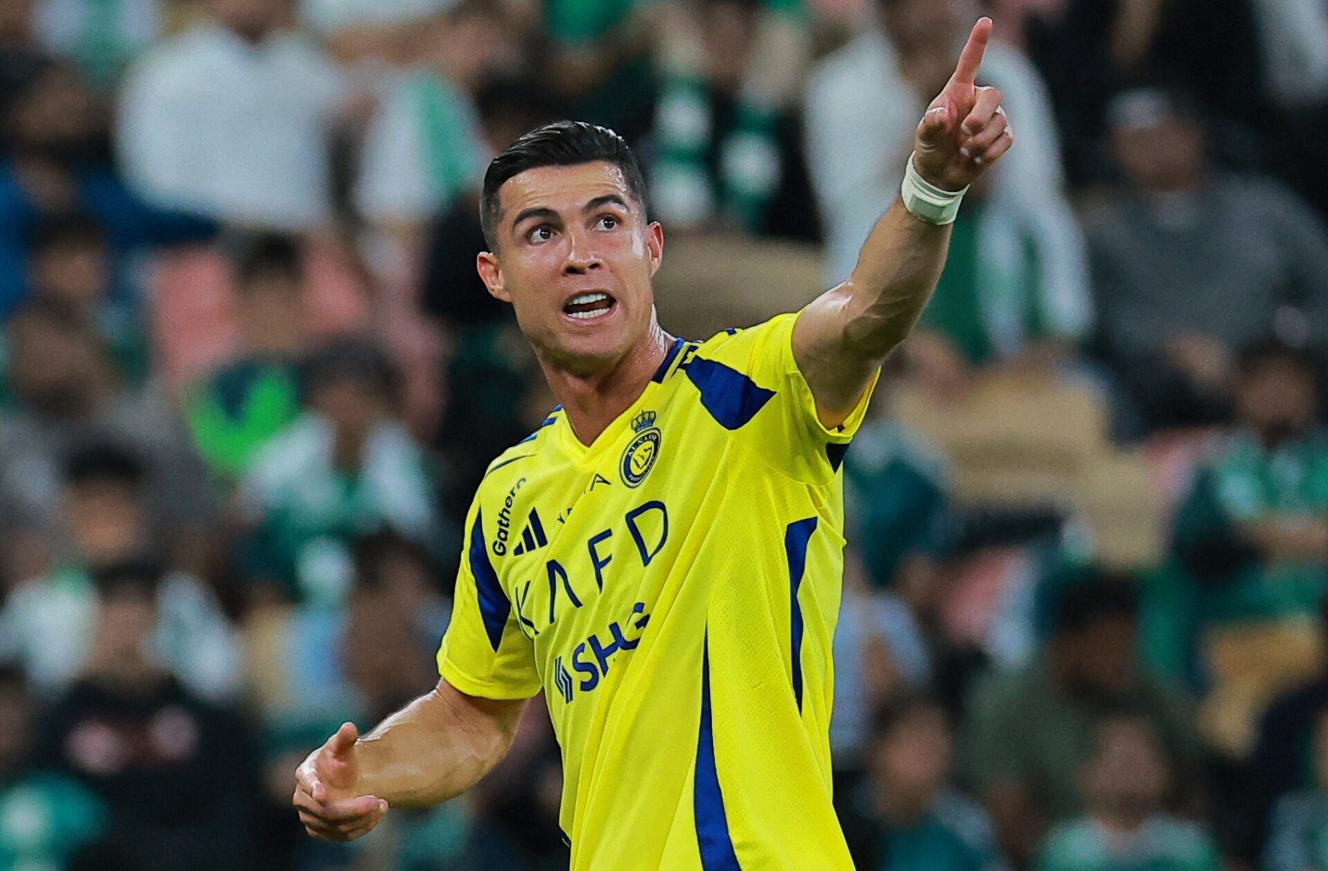[US, Mexico & Canada customers only] Feb 13, 2024; Jeddah, Saudi Arabia; Al Nassr player Cristiano Ronaldo reacts after being substituted  in a Saudi Pro League soccer match at King Abdullah Sports City.