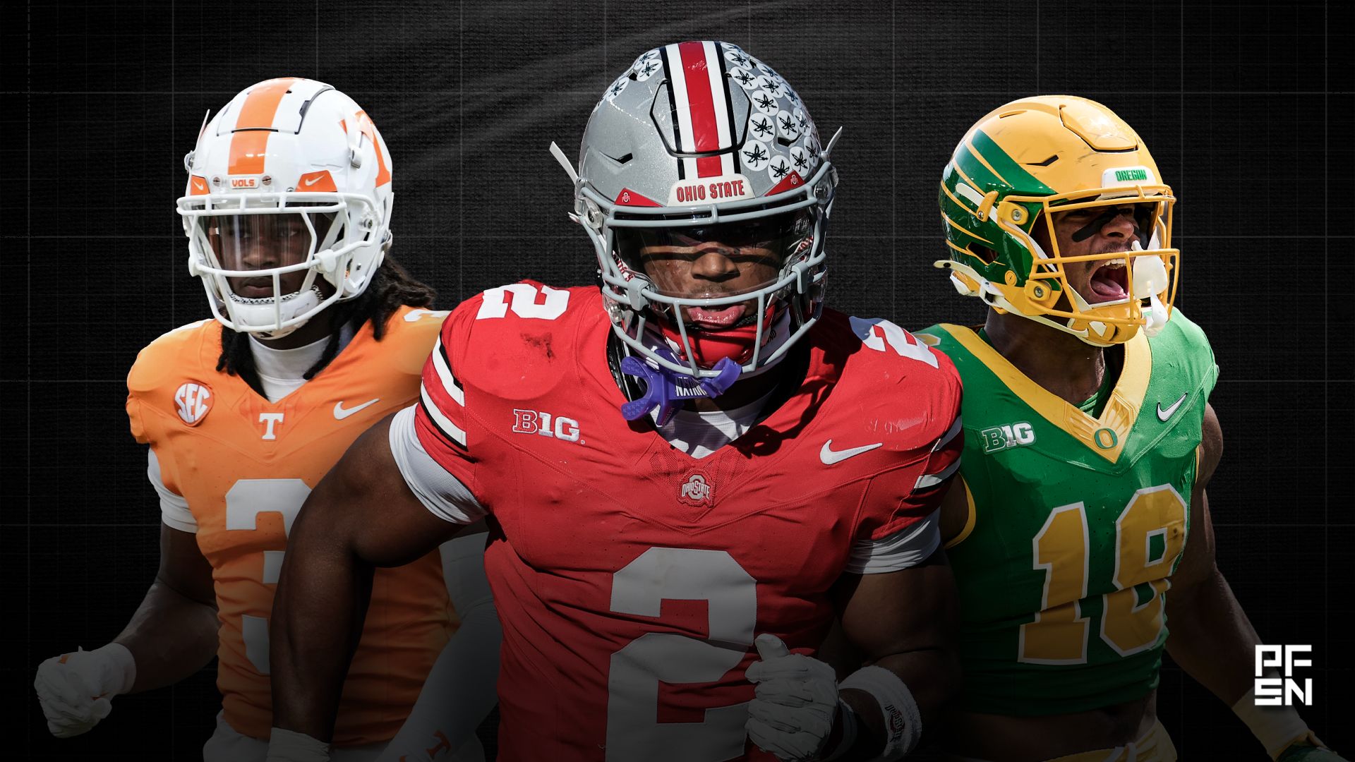 Jermod McCoy / Caleb Downs / Kenyon Sadiq 2026 NFL Mock Draft Graphic