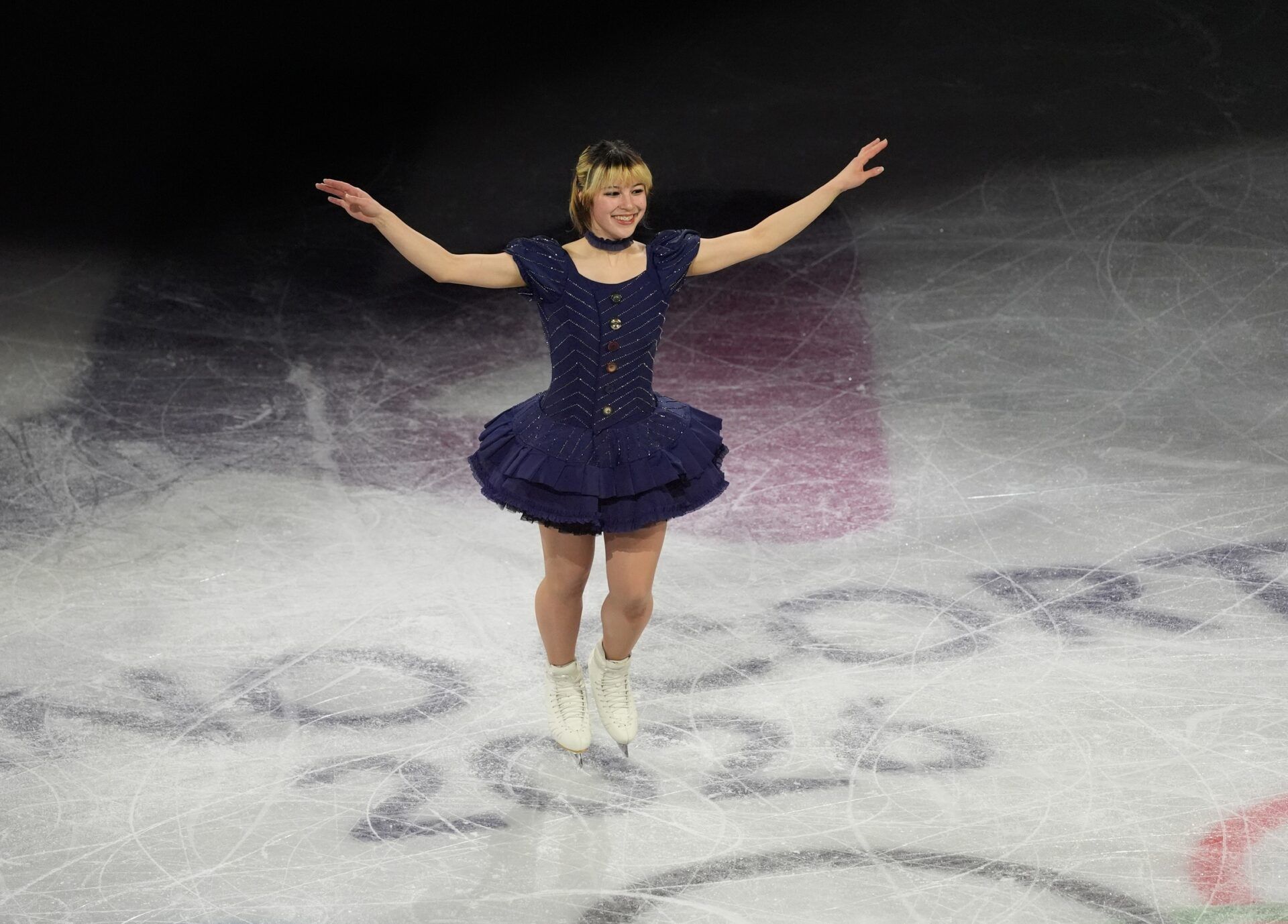 Alysa Liu of the Untied States performs in the figure skating exhibition gala during the Milano Cortina 2026 Olympic Winter Games at Milano Ice Skating Arena.
