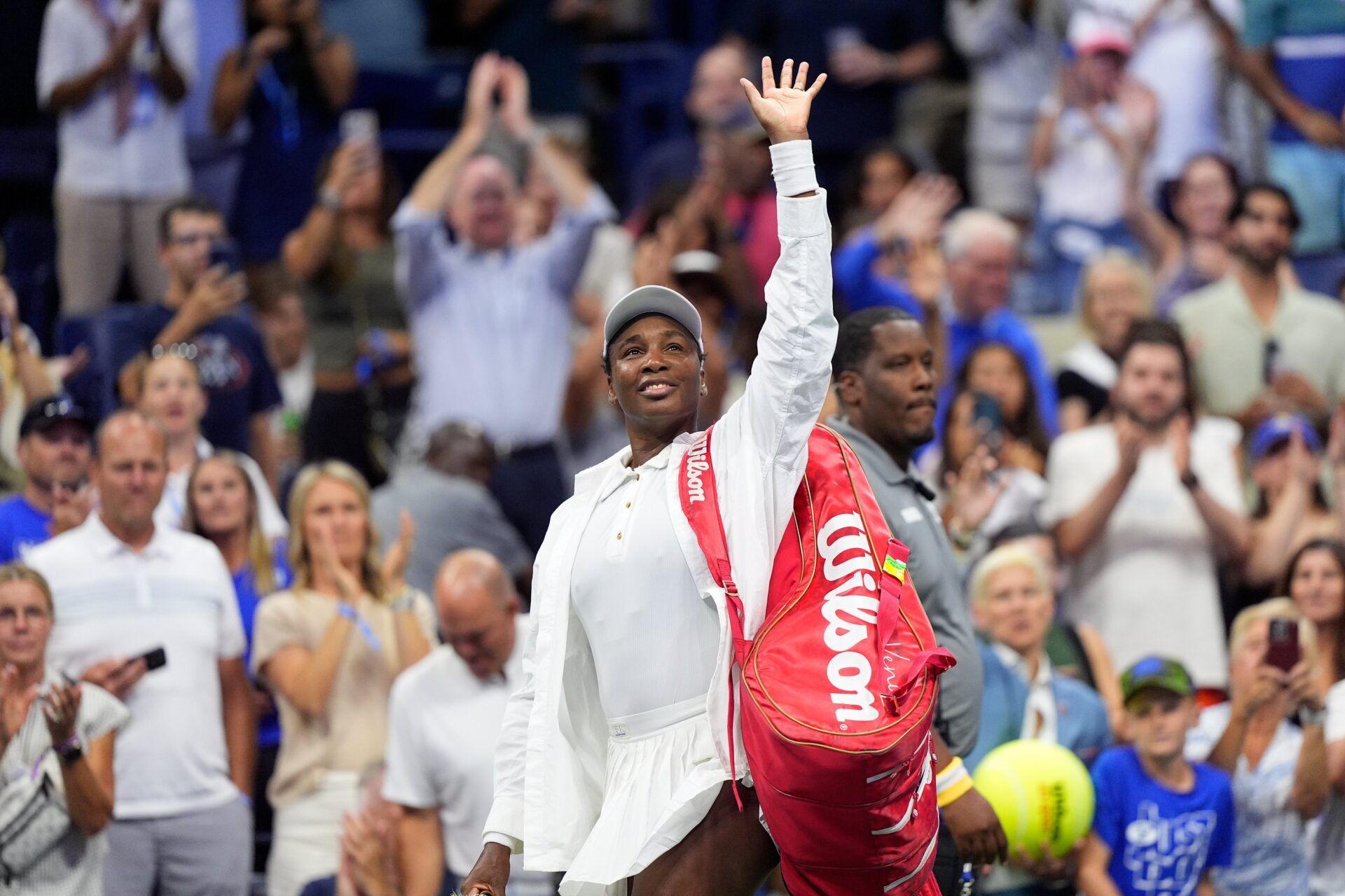 Venus Williams (USA)after losing to Karolina Muchova (Czech)(not pictured) on day two of the 2025 U.S. Open tennis tournament at the USTA Billie Jean King National Tennis Center.