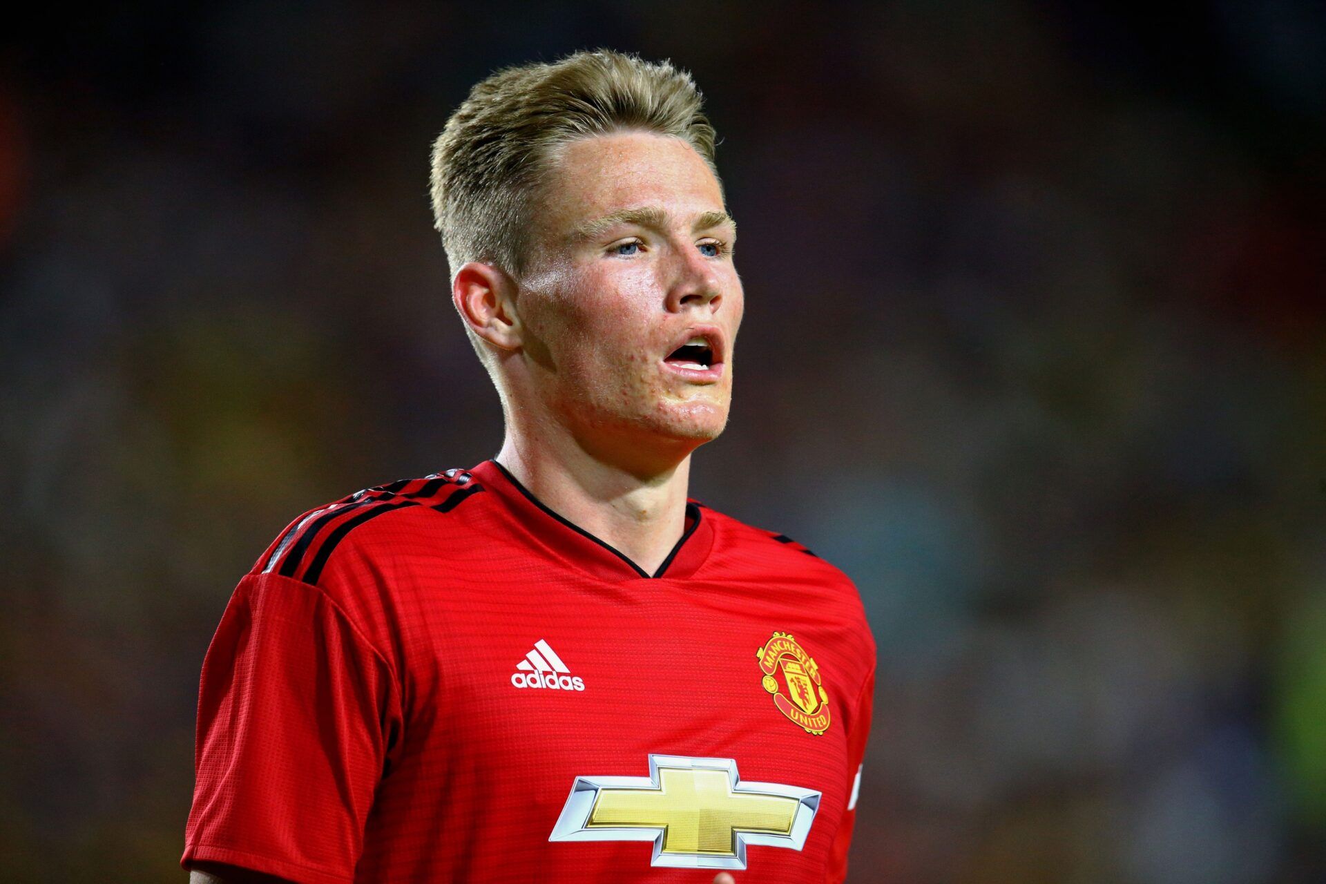 Manchester United midfielder Scott McTominay against Club America during an international friendly soccer match at University of Phoenix Stadium.