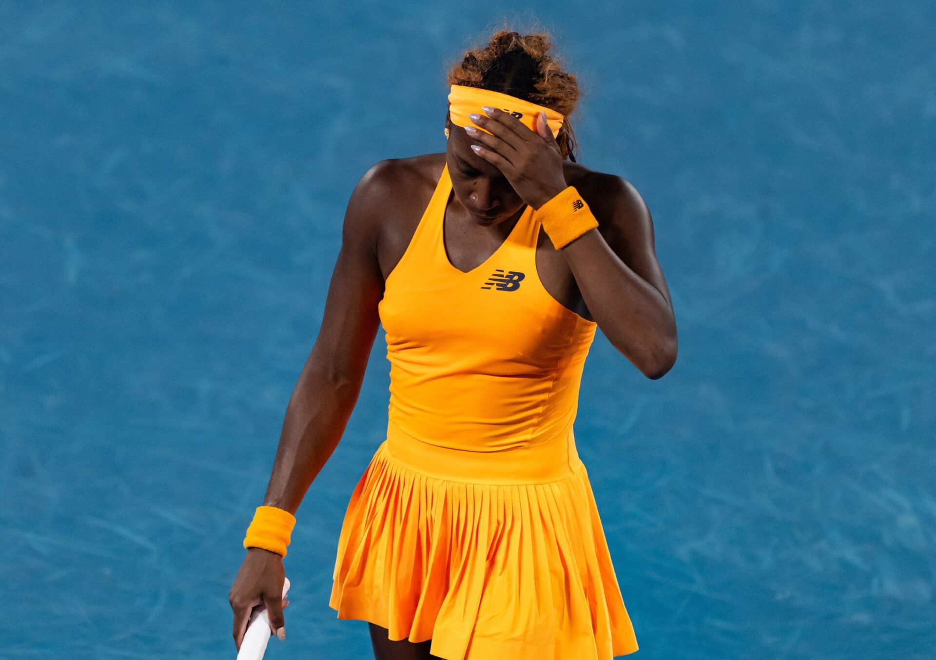 Coco Gauff of United States in action against Elina Svitolina of Ukraine in the quarterfinals of the women’s singles at the Australian Open at Rod Laver Arena in Melbourne Park.