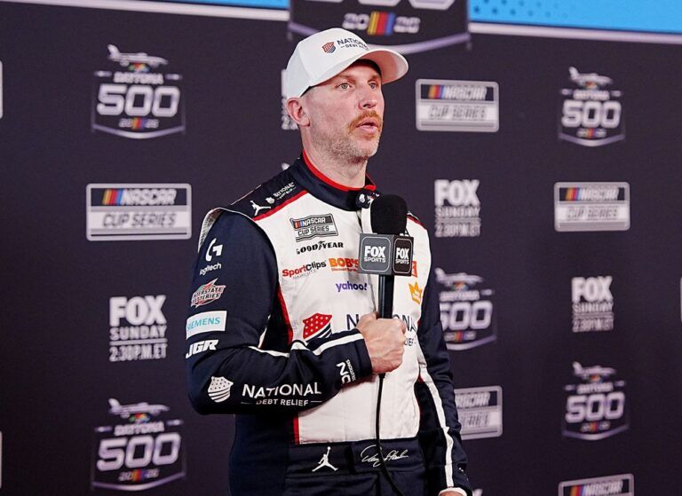 Denny Hamlin during NASCAR Media Day at Daytona International Speedway, Wednesday, Feb. 11, 2026.