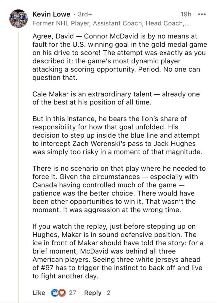 Lowe shared his thoughts in a detailed post on LinkedIn