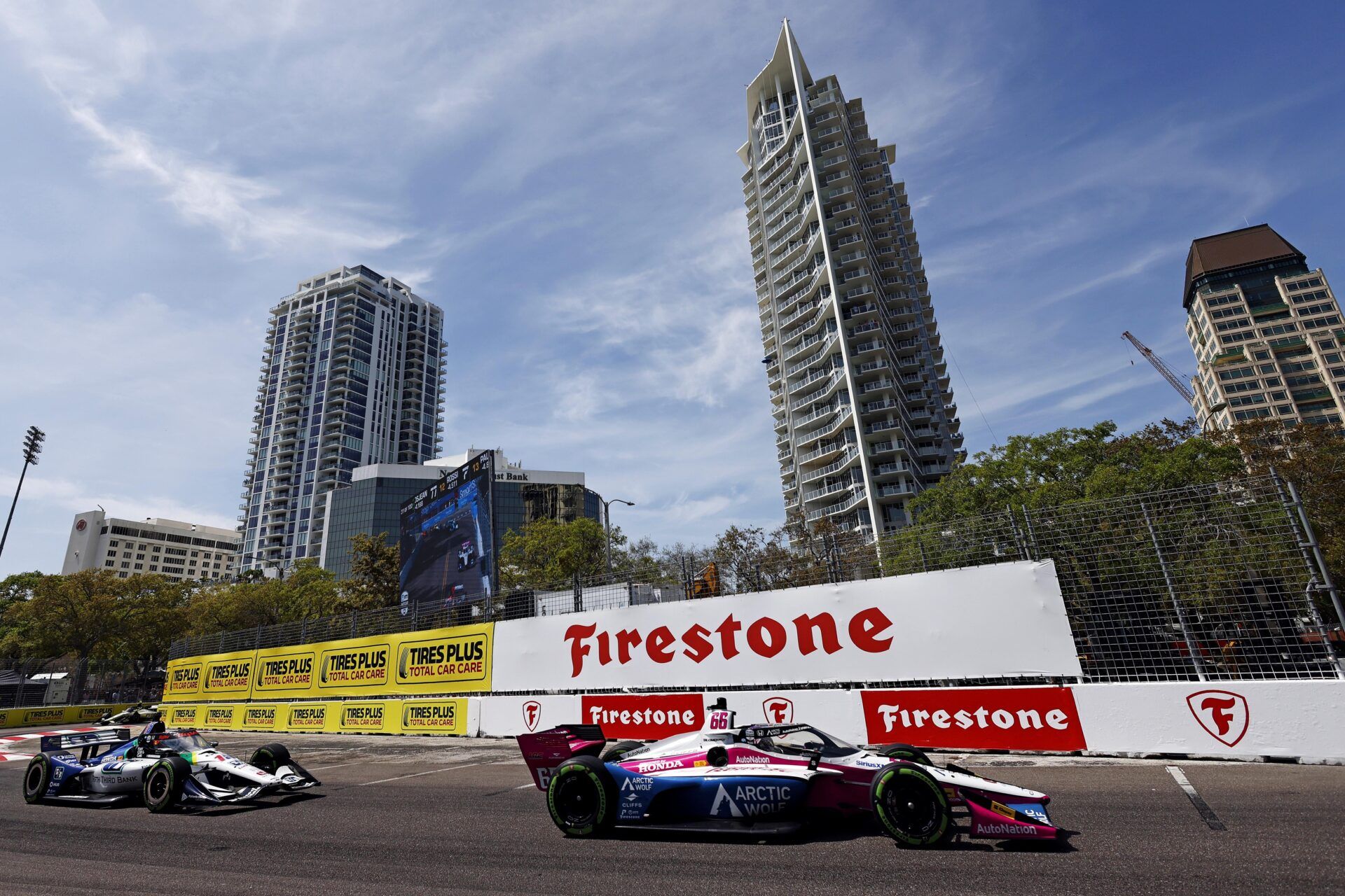 Indycar driver Tom Blomqvist (66) goes through turn 5 during the Grand Prix of St. Petersburg.