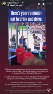 Johnny Gaudreau’s sister Katie shared an Instagram story