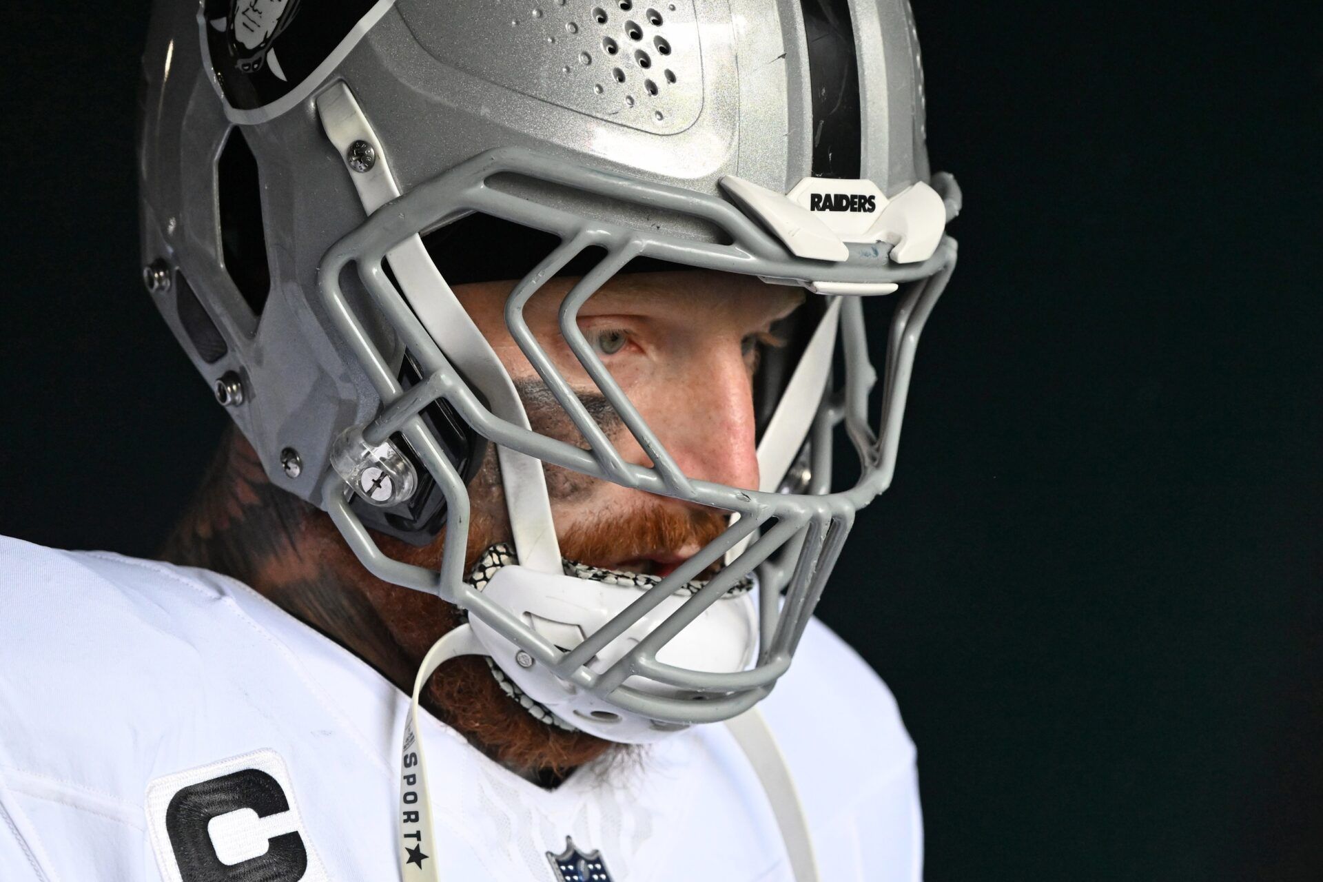 Las Vegas Raiders defensive end Maxx Crosby (98) in the tunnel against the Philadelphia Eagles at Lincoln Financial Field.