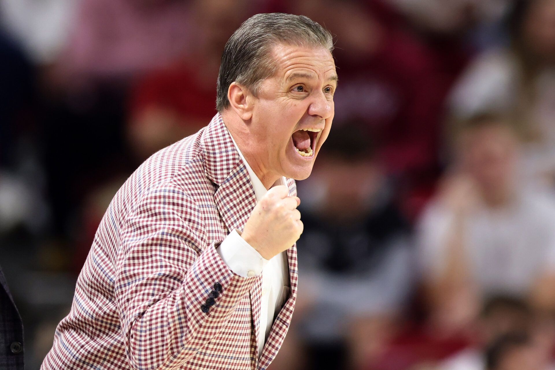 Arkansas Razorbacks head coach John Calipari during the first half against the Missouri Tigers at Bud Walton Arena.