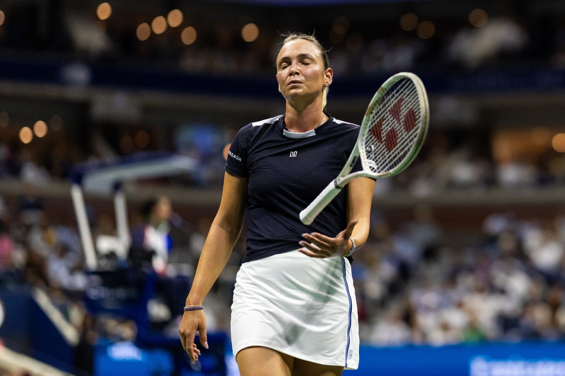Donna Vekic of Croatia in action against Coco Gauff of the United States in the second round of the women’s singles at the US Open at Arthur Ashe Stadium in Billie Jean King National Tennis Center.