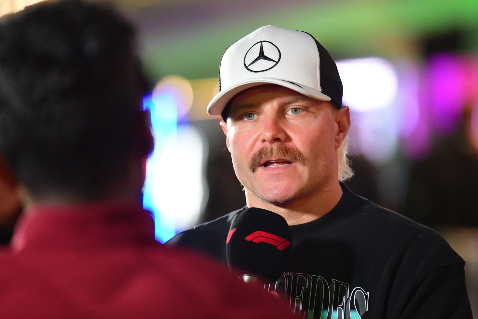 Mercedes reserve driver Valtteri Bottas during media availabilities at Las Vegas Strip Circuit.