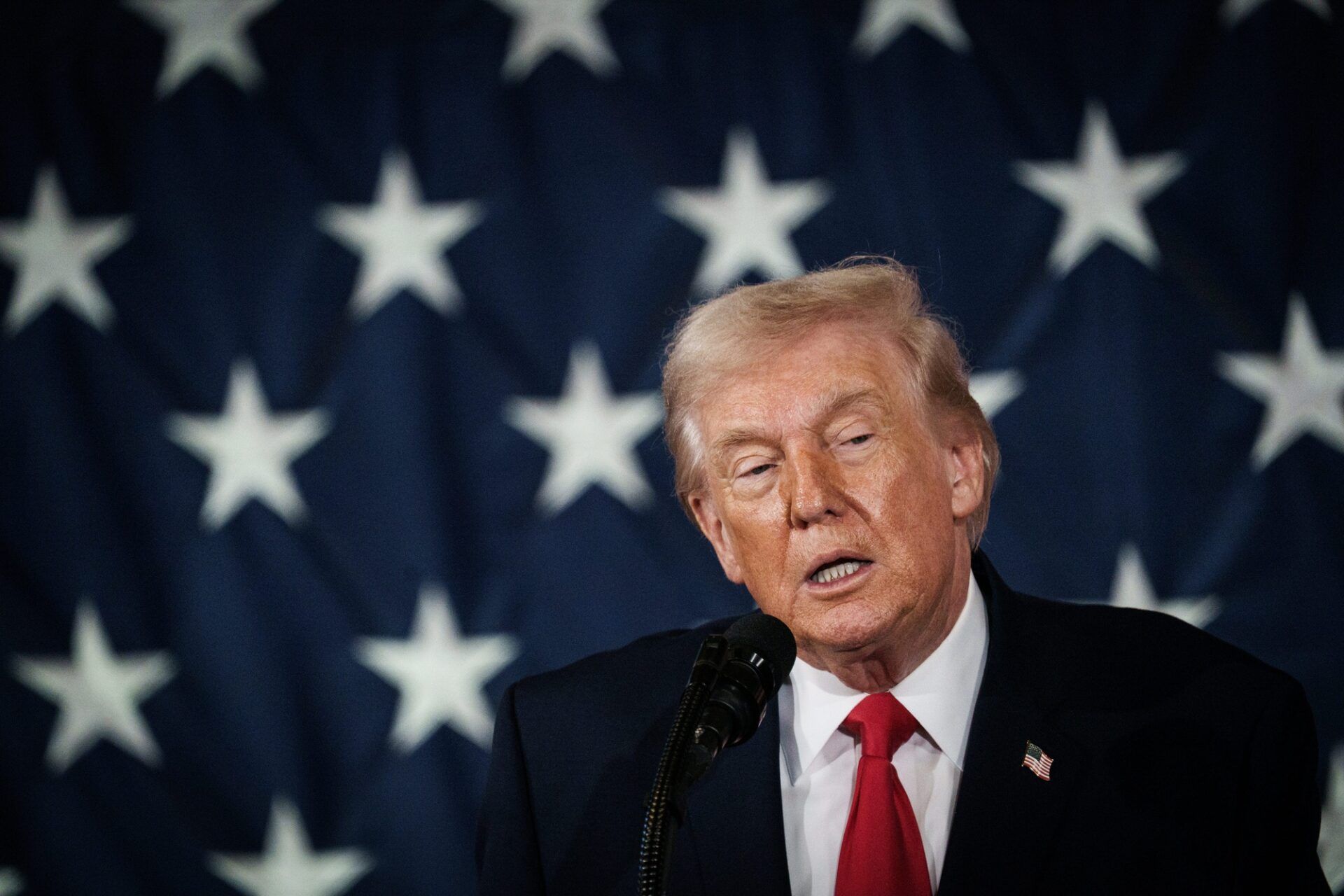 President Donald Trump speaks to a crowd of soldiers on Friday, Feb. 13, 2026, at Fort Bragg.