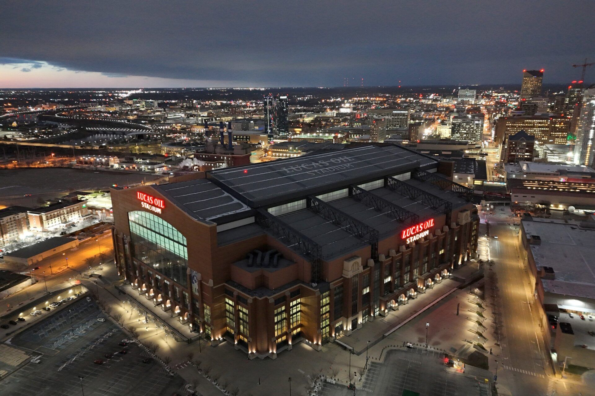 A general overall aerial view of Lucas Oil Stadium, the site of the 2026 NFL Scouting Combine.