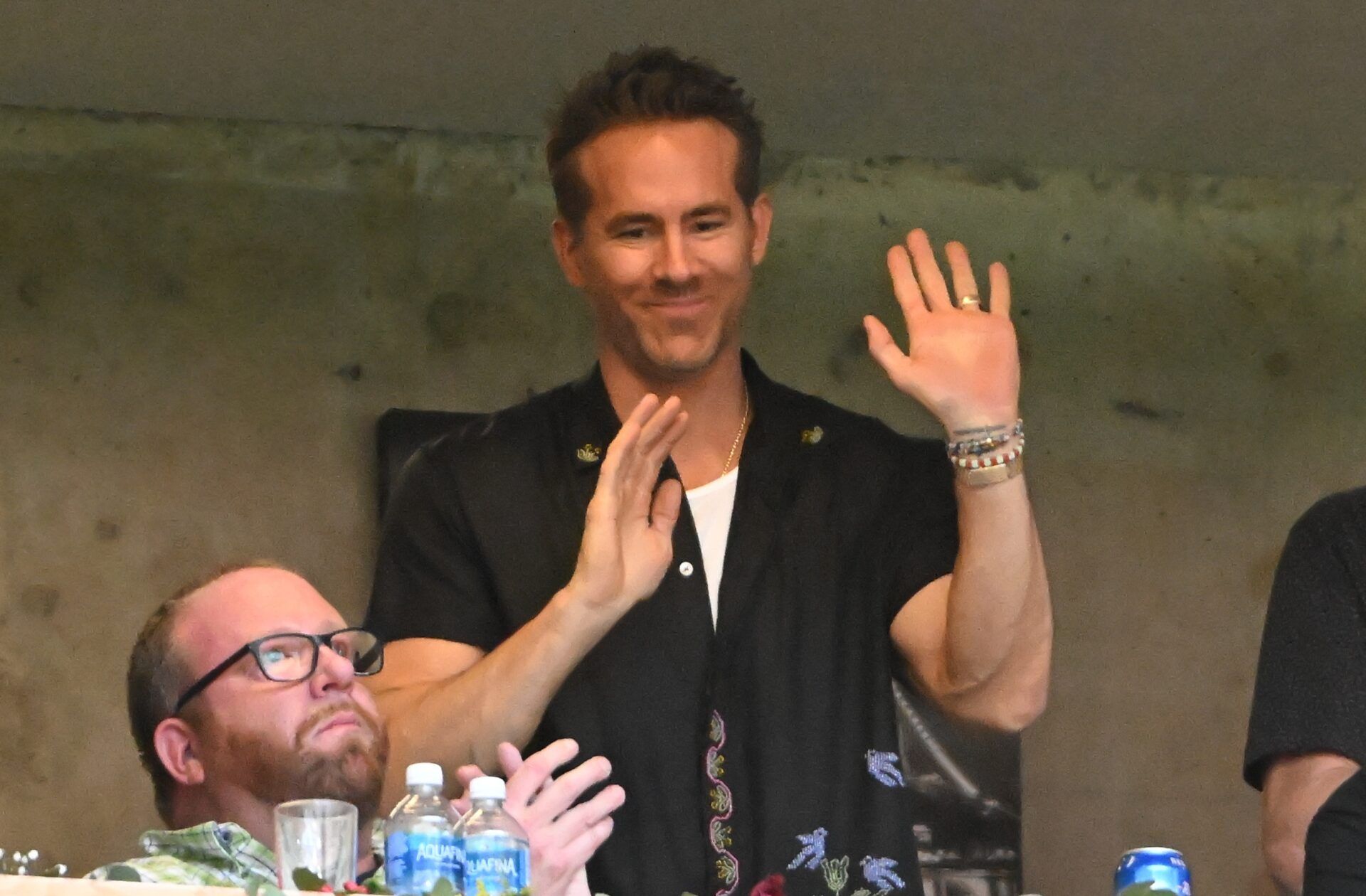 Wrexham FC owner Ryan Reynolds during the first half of the match against Vancouver Whitecaps FC at BC Place.