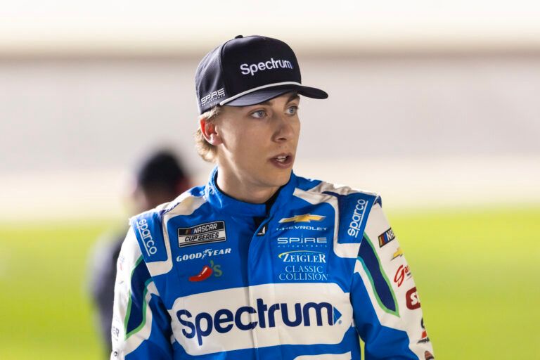 NASCAR Cup Series driver Carson Hocevar (77) during qualifying for the Daytona 500 at Daytona International Speedway.