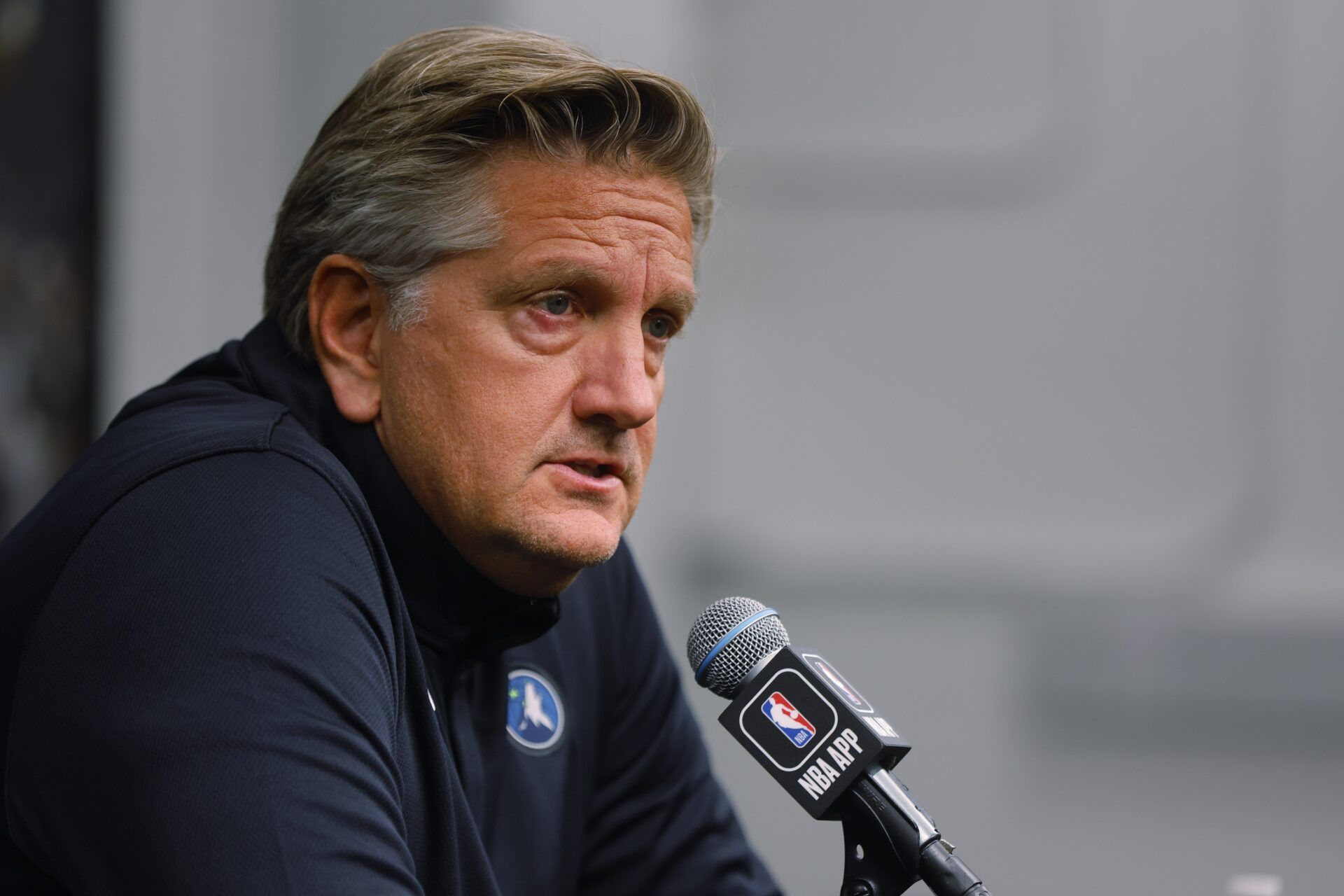Minnesota Timberwolves head coach Chris Finch speaks to the media during media day at Target Center.