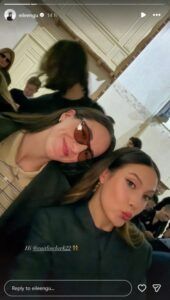 Gu shares frame with Clark at Milan Fashion Week