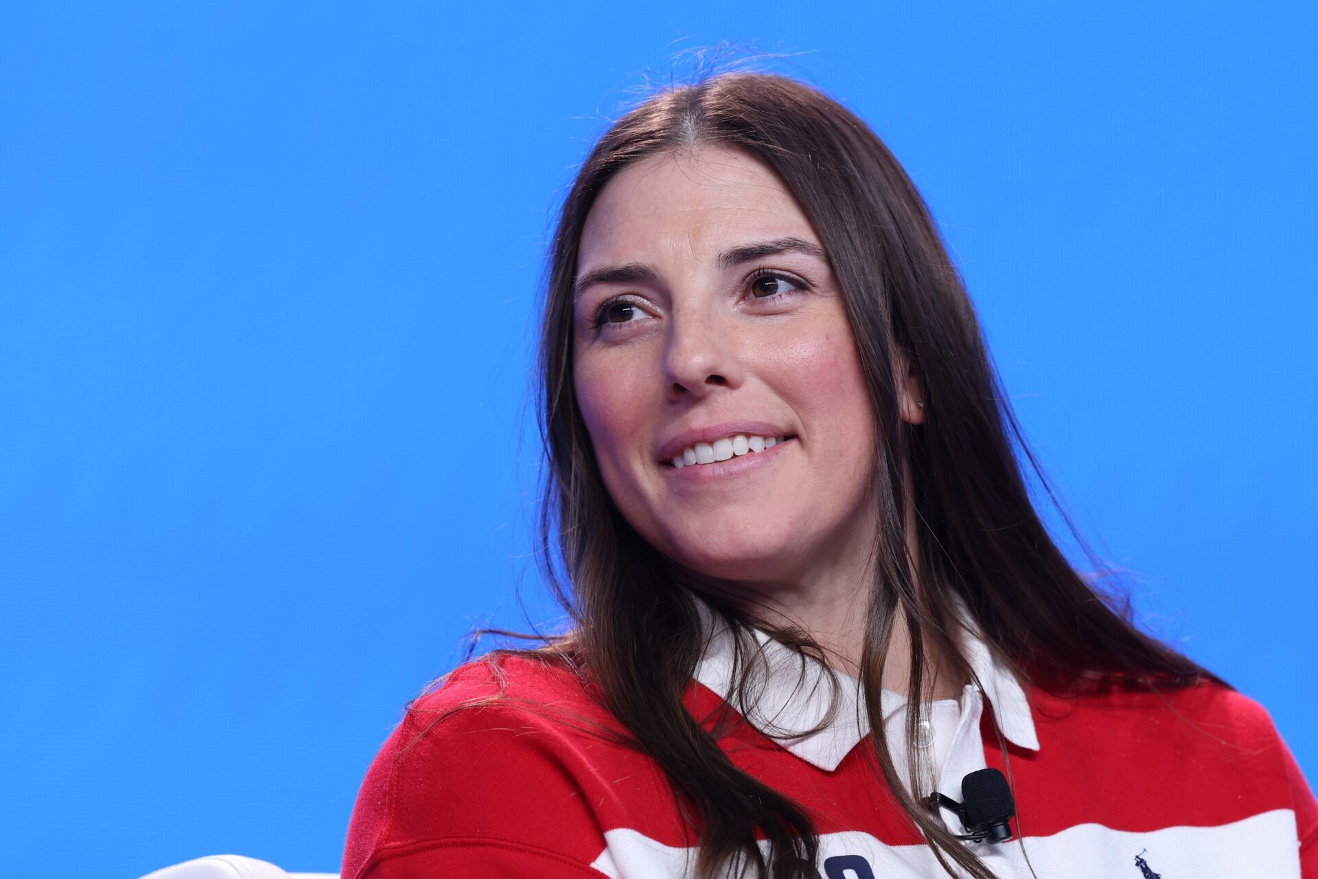 Hilary Knight, Hockey, speaks to the media during the U.S. Olympic Team Media Summit in preparation for the 2026 Milan Olympic Winter Games at Javits Center.