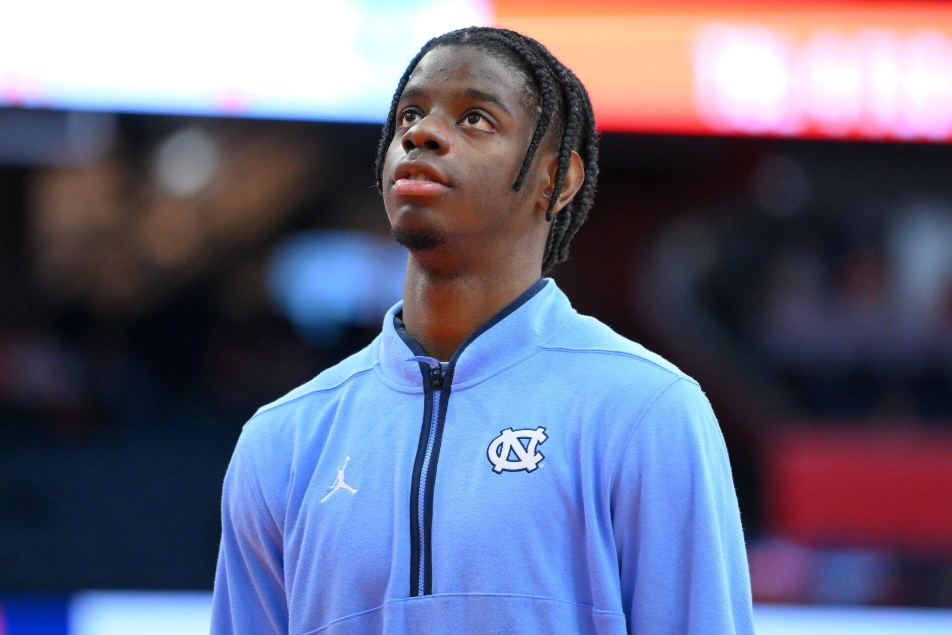 North Carolina Tar Heels forward Caleb Wilson (8) looks on prior to the game against the Syracuse Orange at the JMA Wireless Dome.