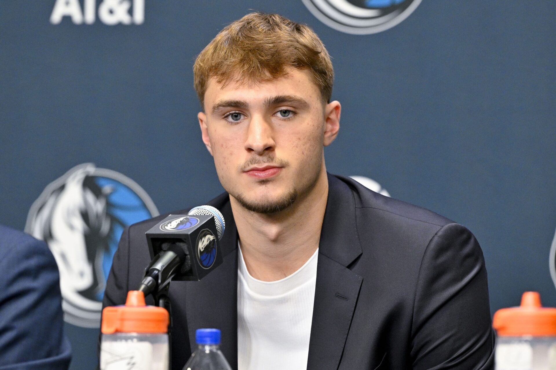 Dallas Mavericks first overall pick Cooper Flagg speaks to the media during a press conference at the Dallas Mavericks Practice Facility.