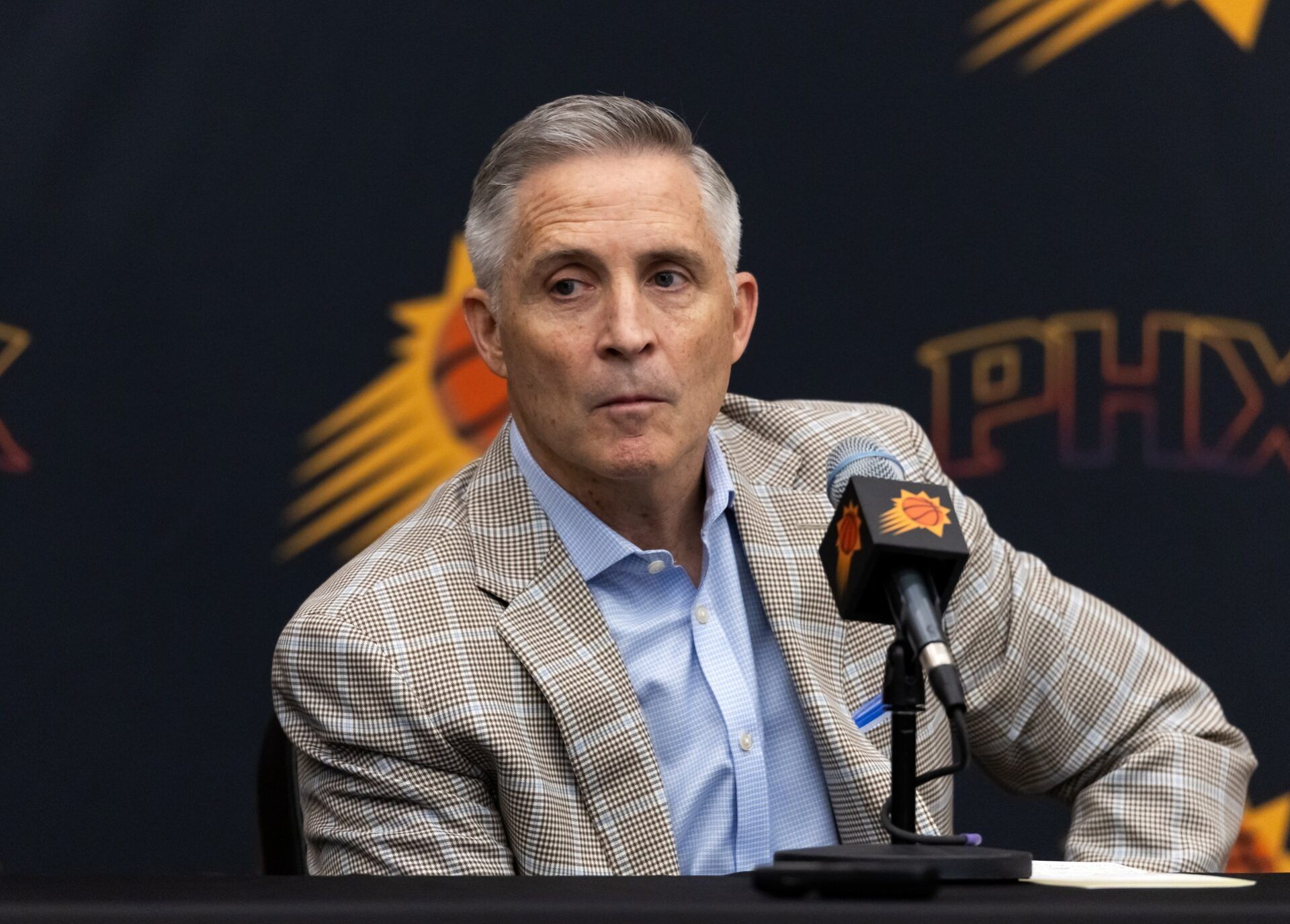 Phoenix Suns general manager Brian Gregory during an introductory press conference at the Verizon 5g Performance Center.